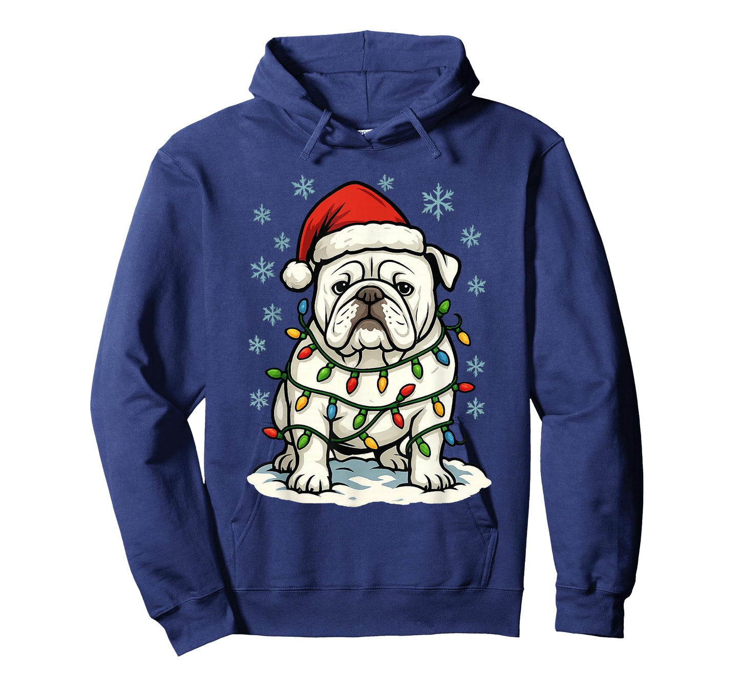 Christmas Lights Wrapped On Cute White English Bulldog Lover T-Shirt