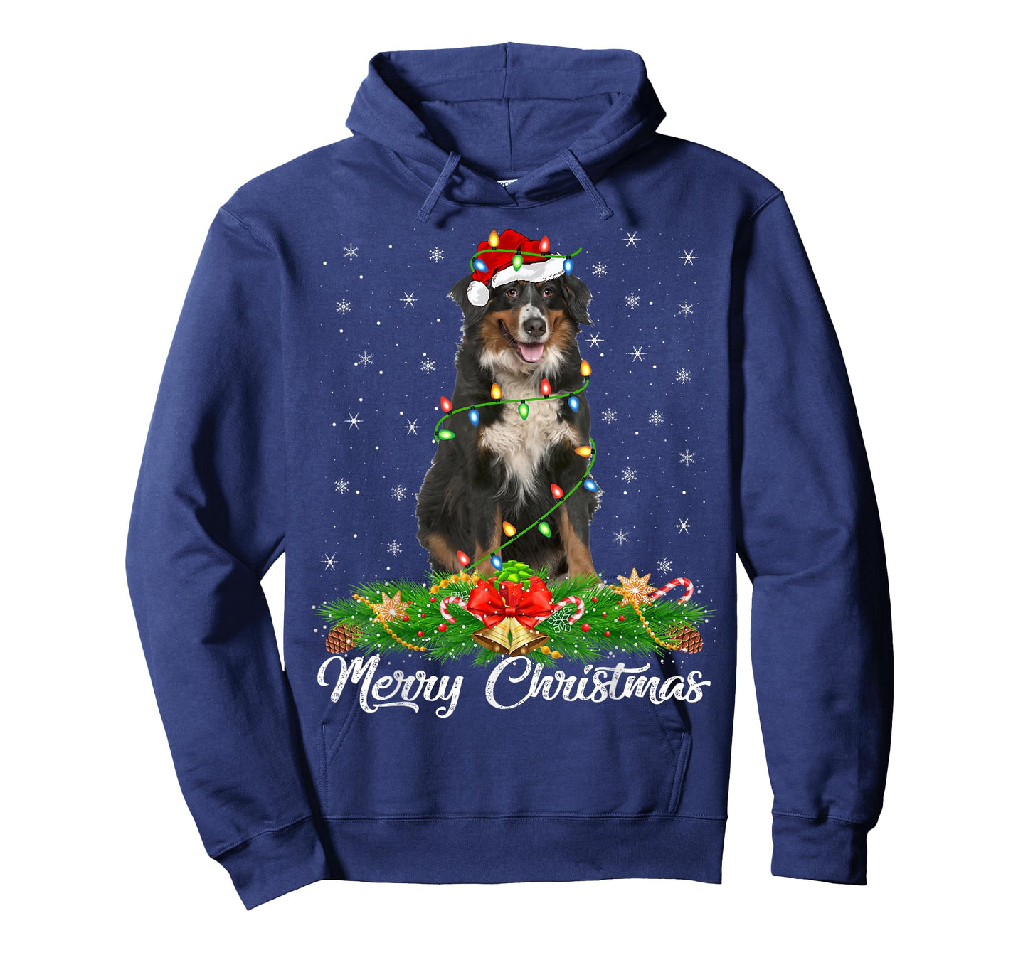 Xmas Lighting Decor Santa Hat Bernese Mountain Dog Christmas T-Shirt for Men Women Kids