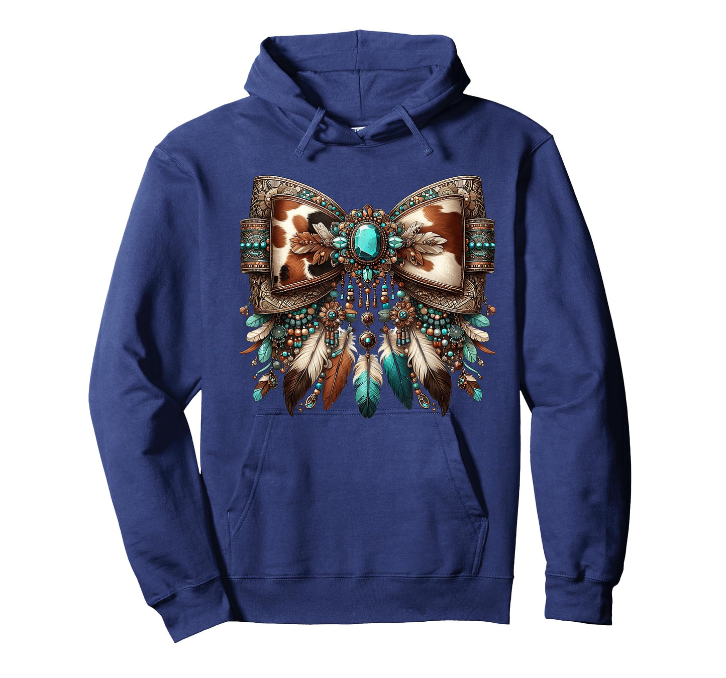 Western Girly Bow Cow Teal Turquoise Feathers Southwest Girl T-Shirt