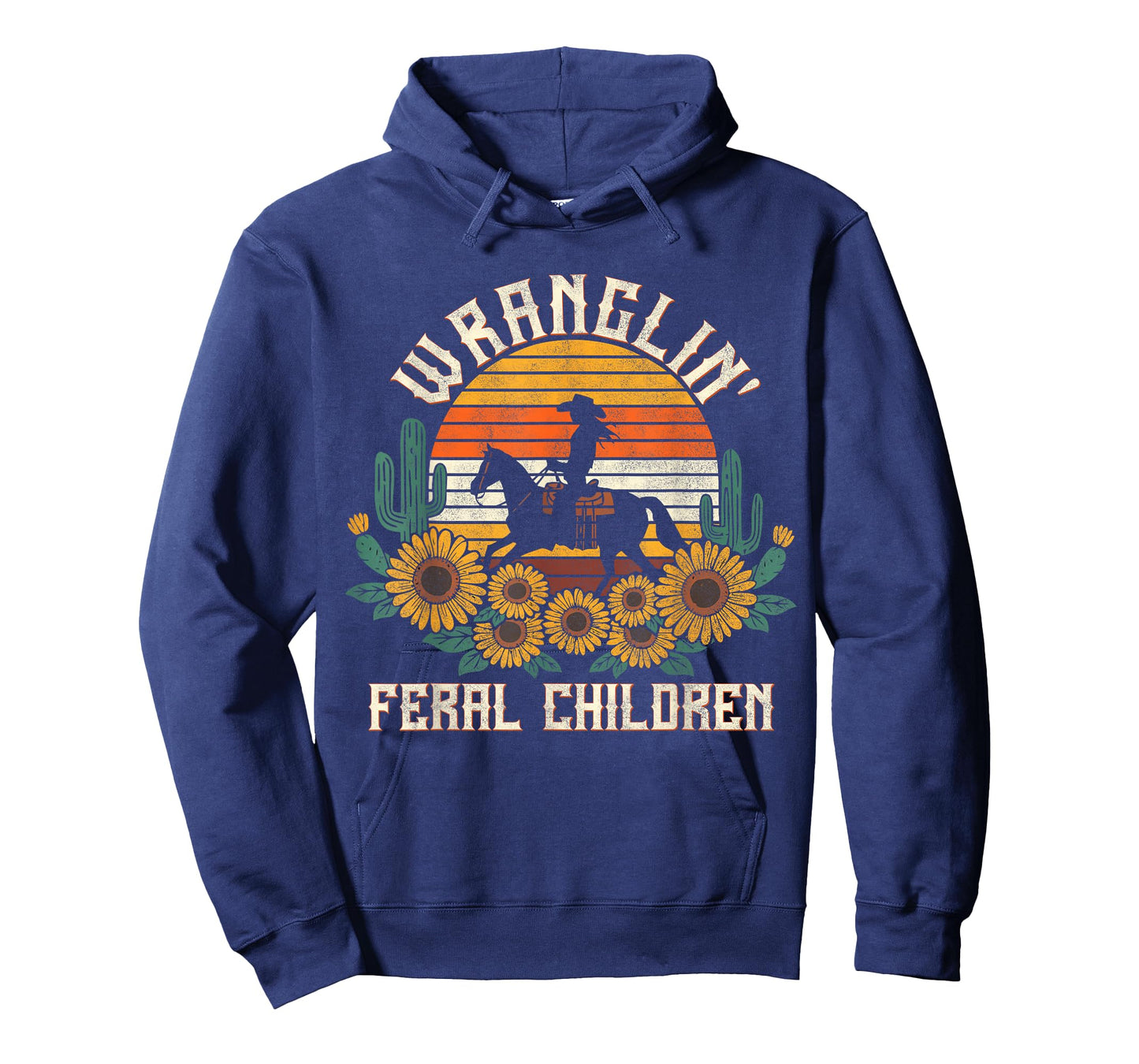 Wranglin Feral Children Retro Cowgirl 90s Western Funny Mom T-Shirt