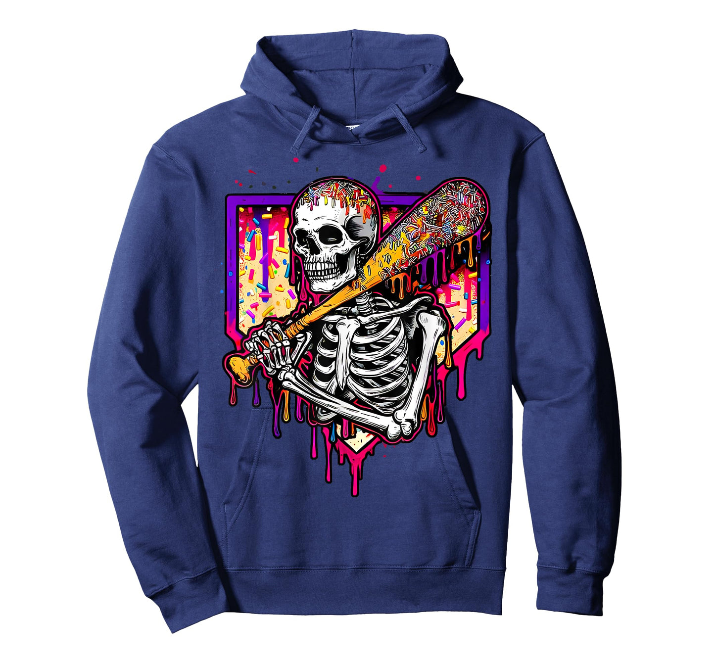Spooky Baseball Skeleton Ice Cream Drip Home Plate Halloween T-Shirt