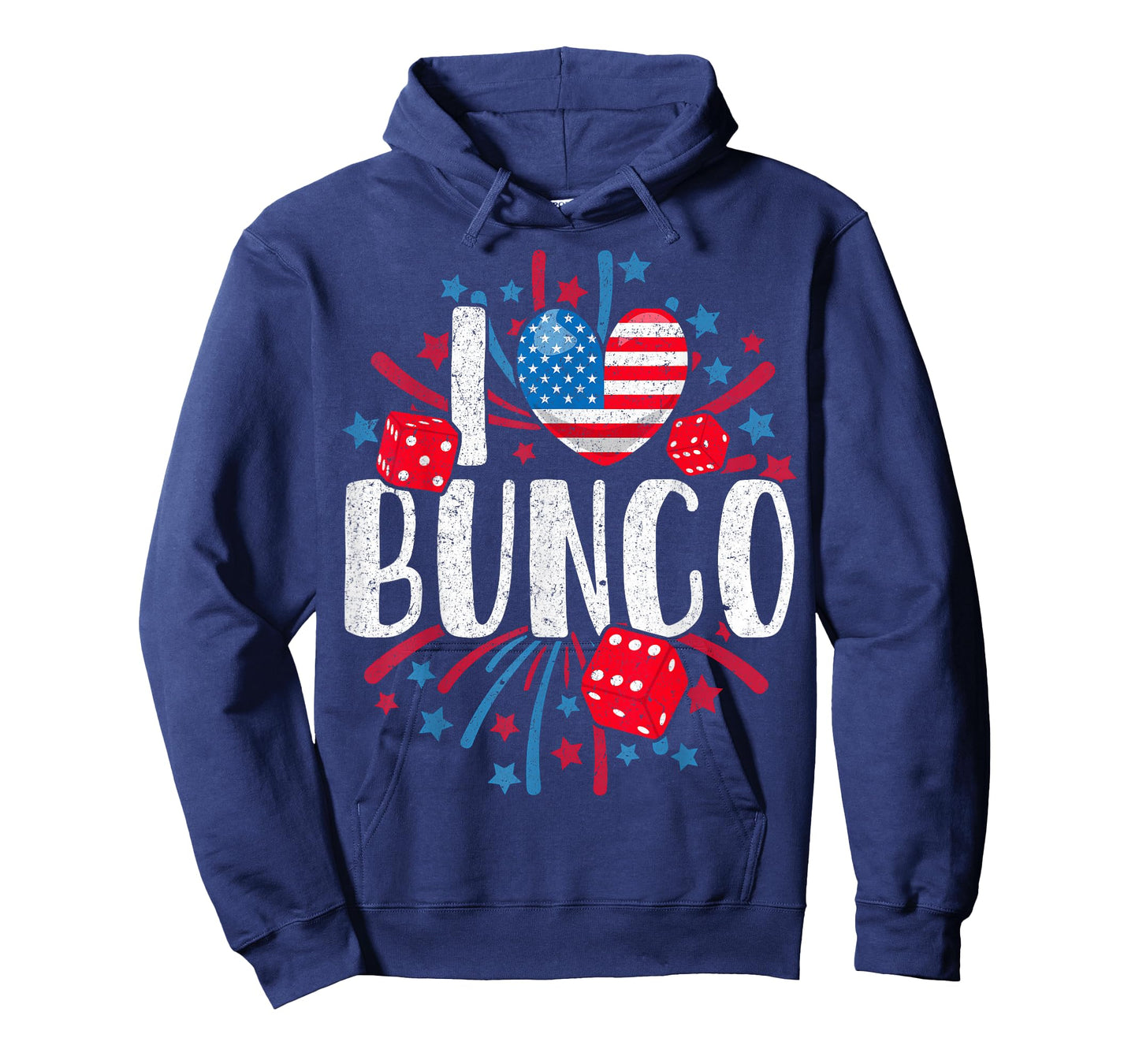 I Love Bunco USA Patriotic Dice Game 4th of July Fireworks T-Shirt