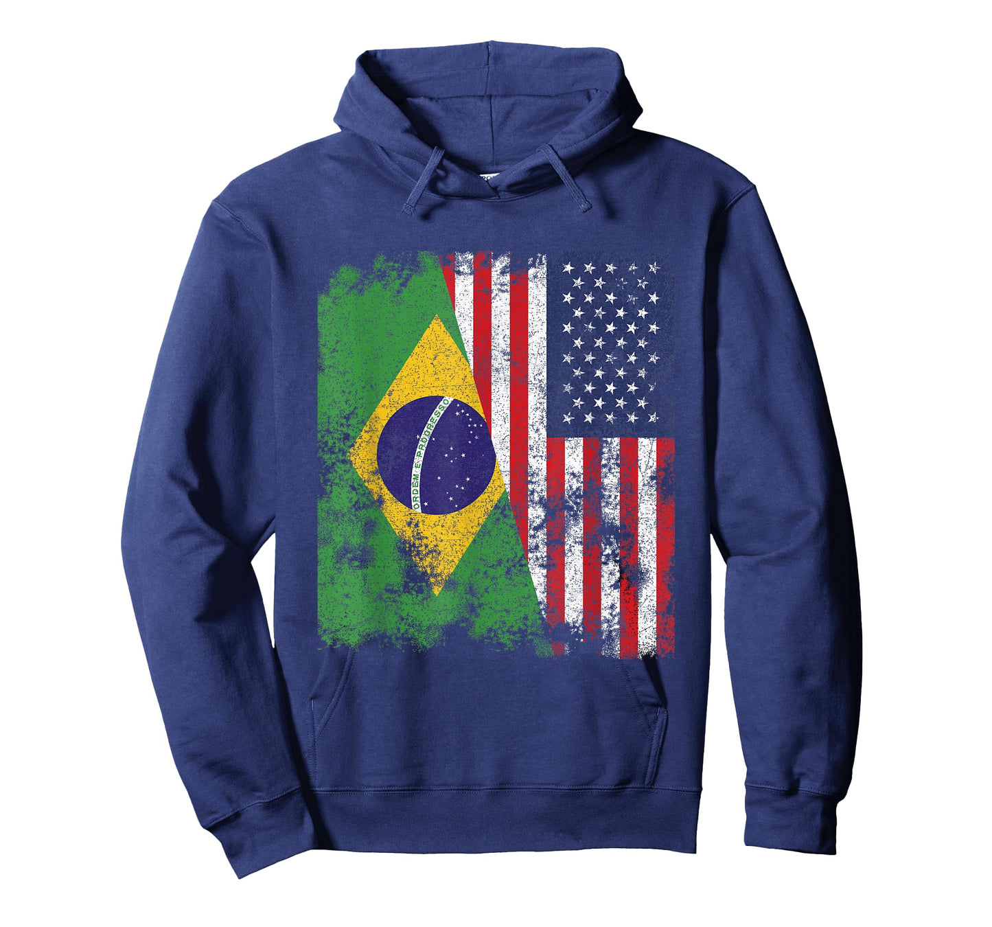Brazil USA Flag Distressed - Half American T-Shirt