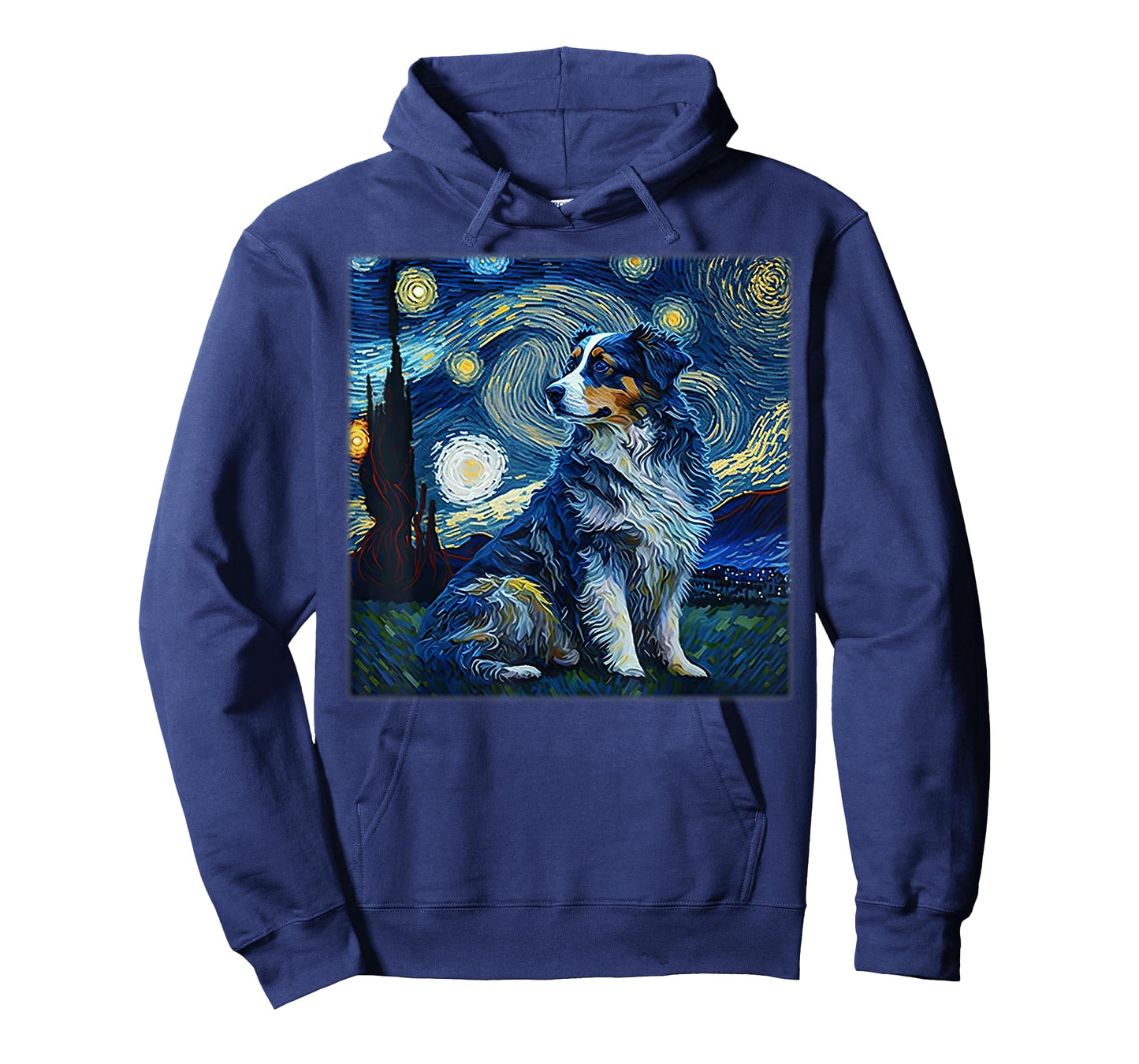 Surrealism Starry Night Australian Shepherd Dog T-Shirt