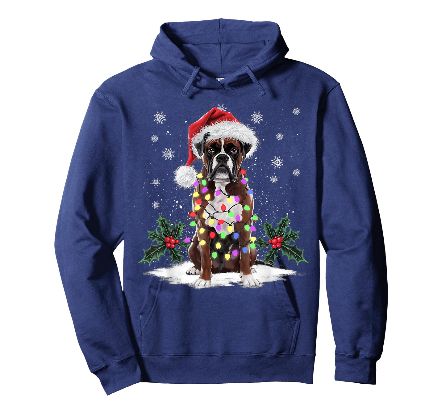 Funny Boxer Dog Santa Hat Men Women Christmas Xmas T-Shirt