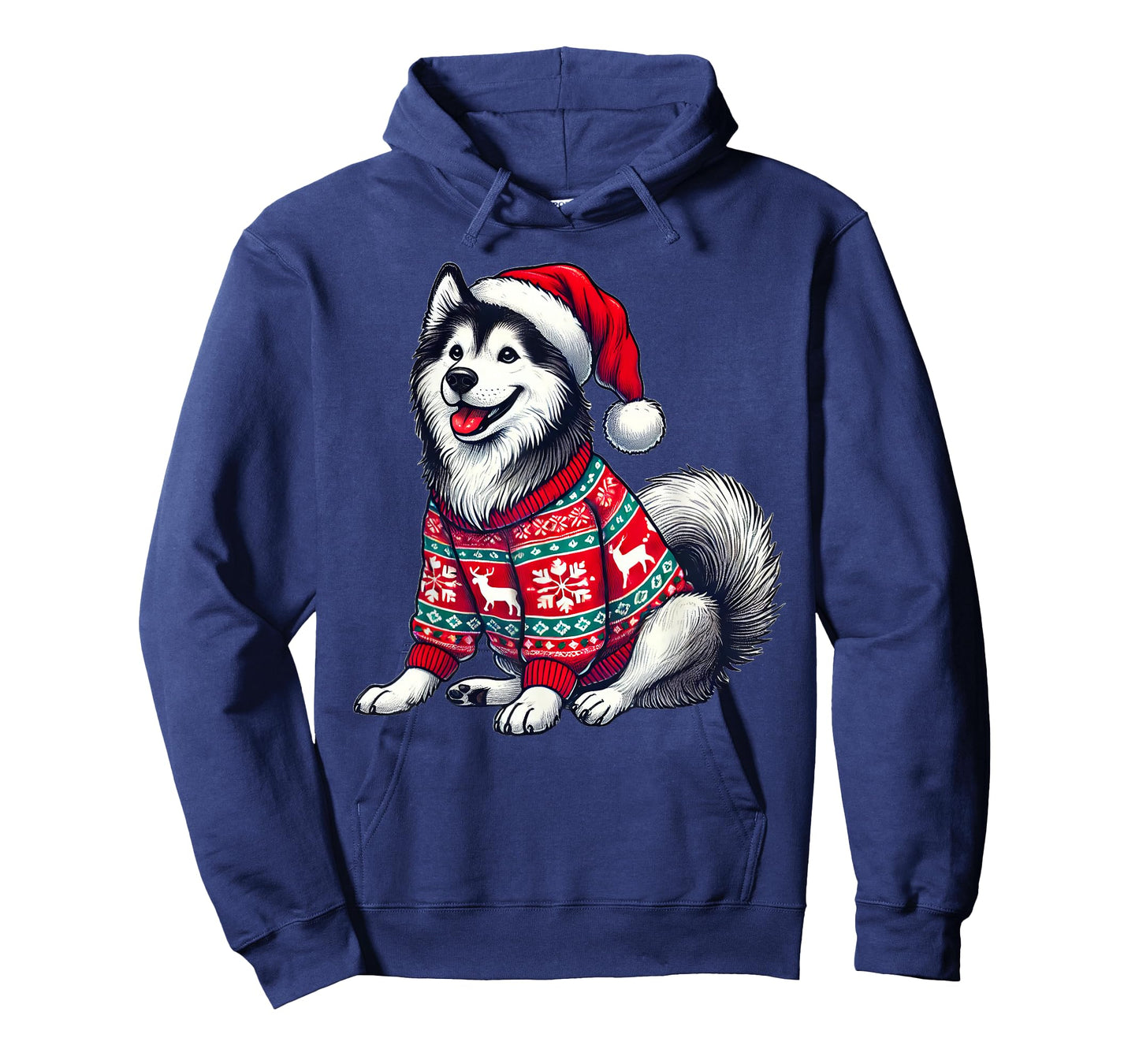 Siberian Husky Dog Ugly Sweater Santa Hat Christmas T-Shirt