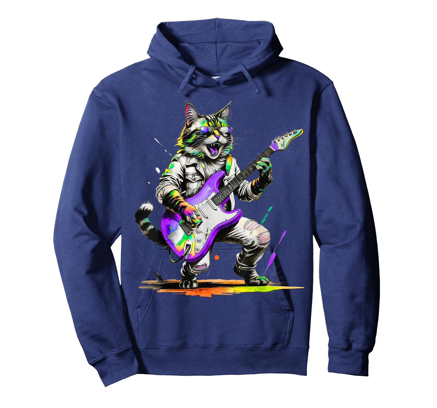 Pawsome Funny Cat Playing Guitar Rock and Roll Men Women Kid T-Shirt
