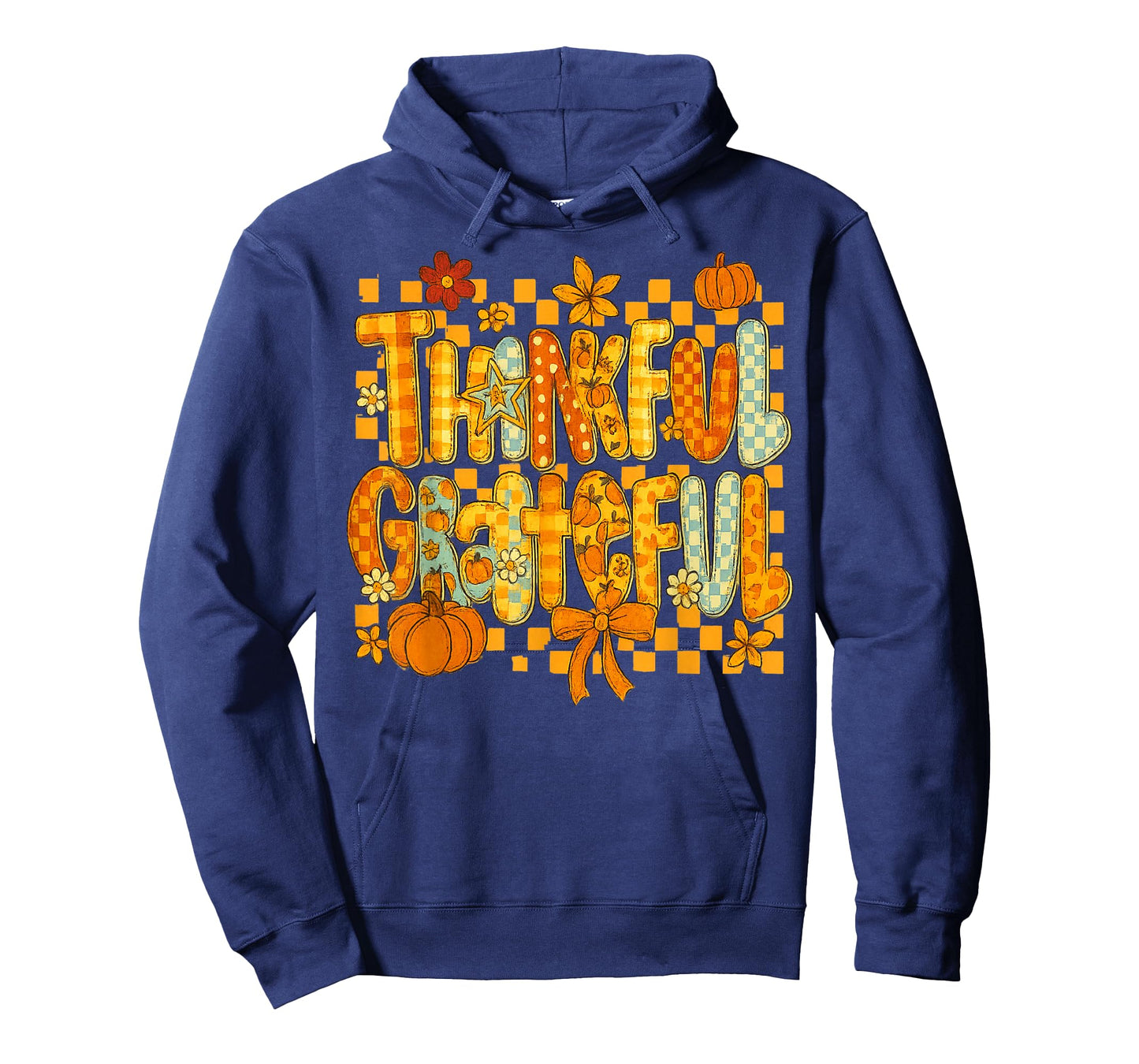 Thankful Grateful Funny Pumpkin Flowers Funny Thanksgiving T-Shirt