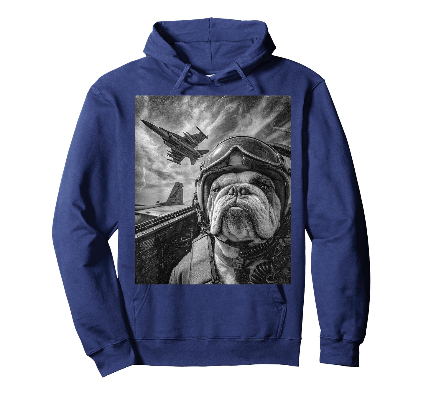 Funny English Bulldog Selfie Fighter Jet Pilot Aviation Art T-Shirt
