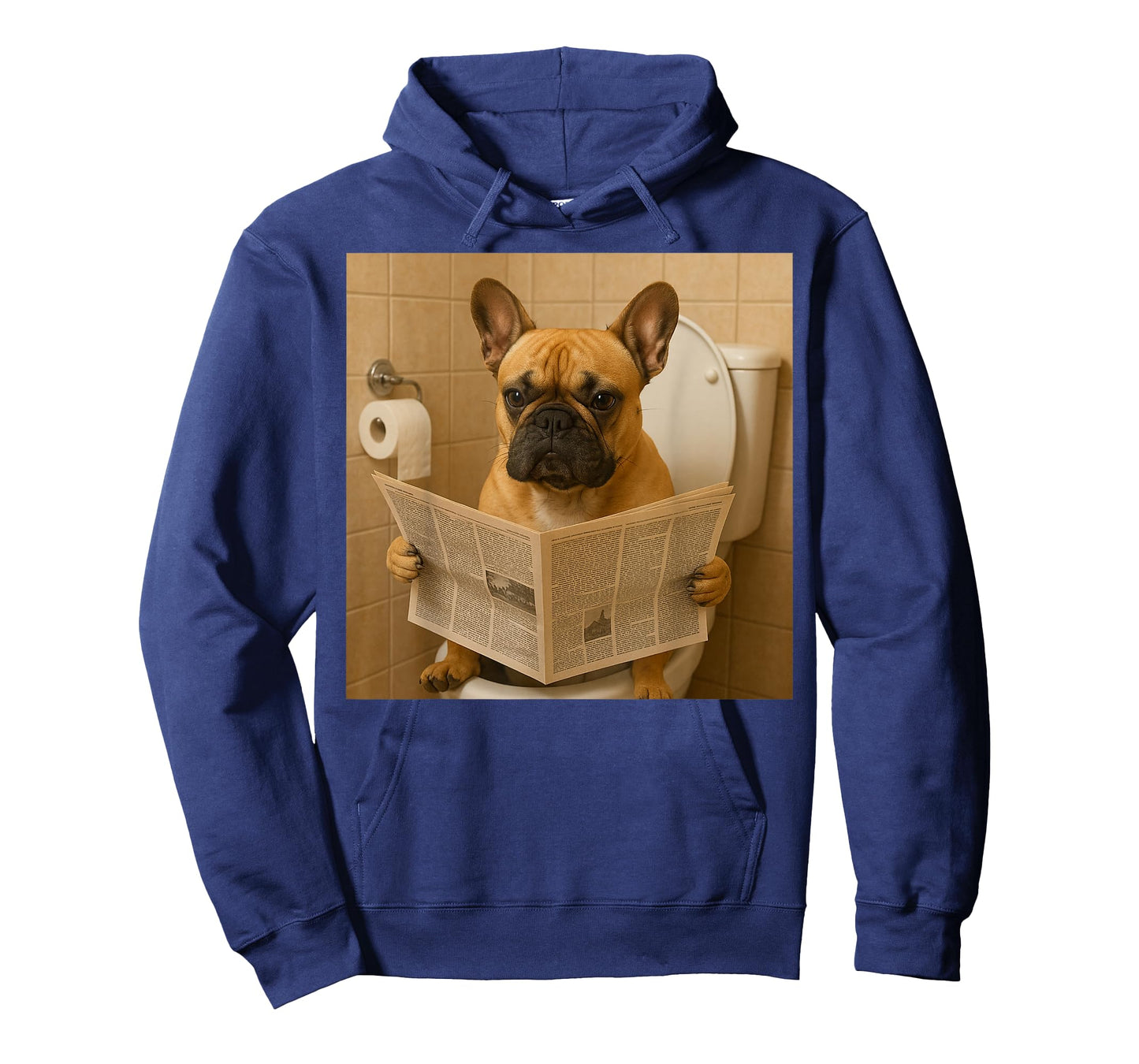 Funny French Bulldog Sitting on The Toilet Reading Newspaper T-Shirt