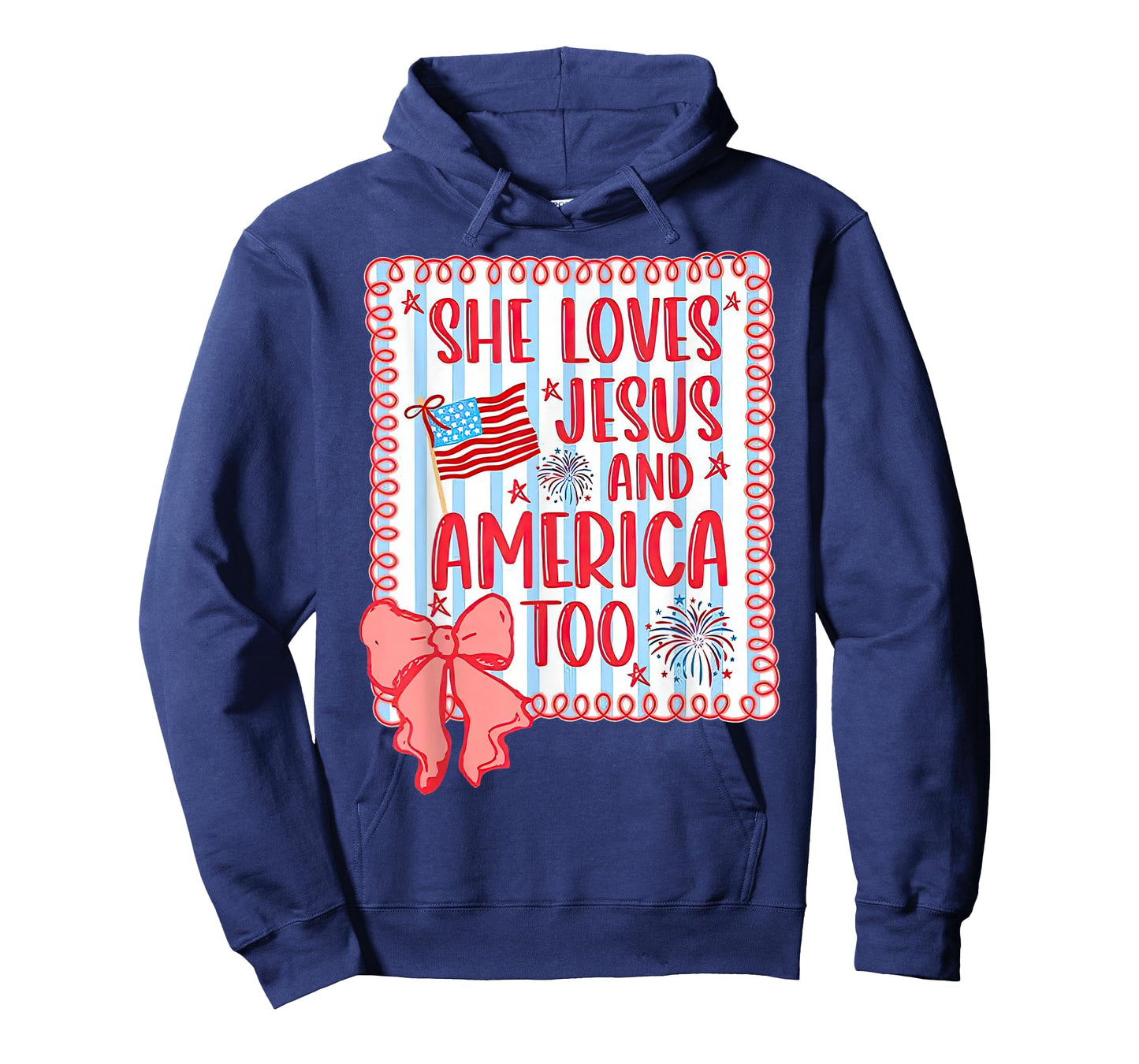 She loves Jesus and America too faith flag fireworks bow T-Shirt