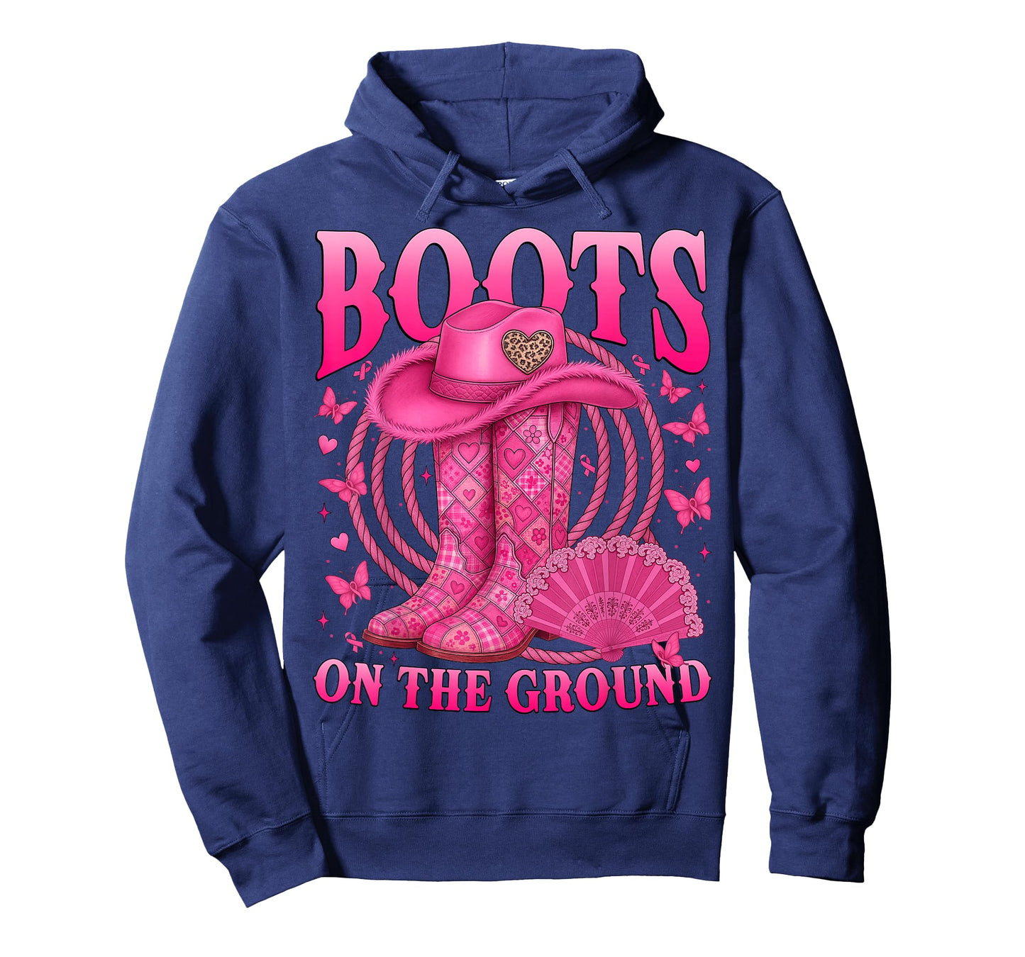 Pink Patchwork Boots On The Ground Breast Cancer Awareness T-Shirt