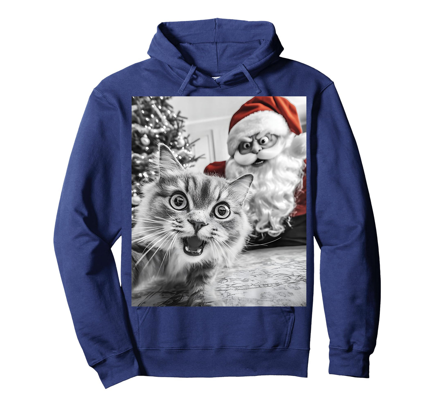 Funny Cat Selfie With Santa Christmas Men Women T-Shirt