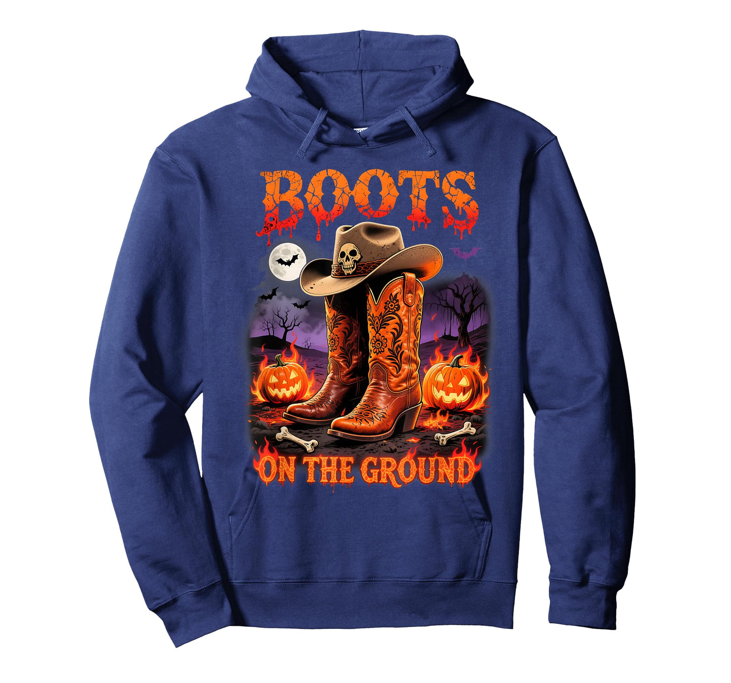 Boots On The Ground Halloween Cowboy Fire Art T-Shirt