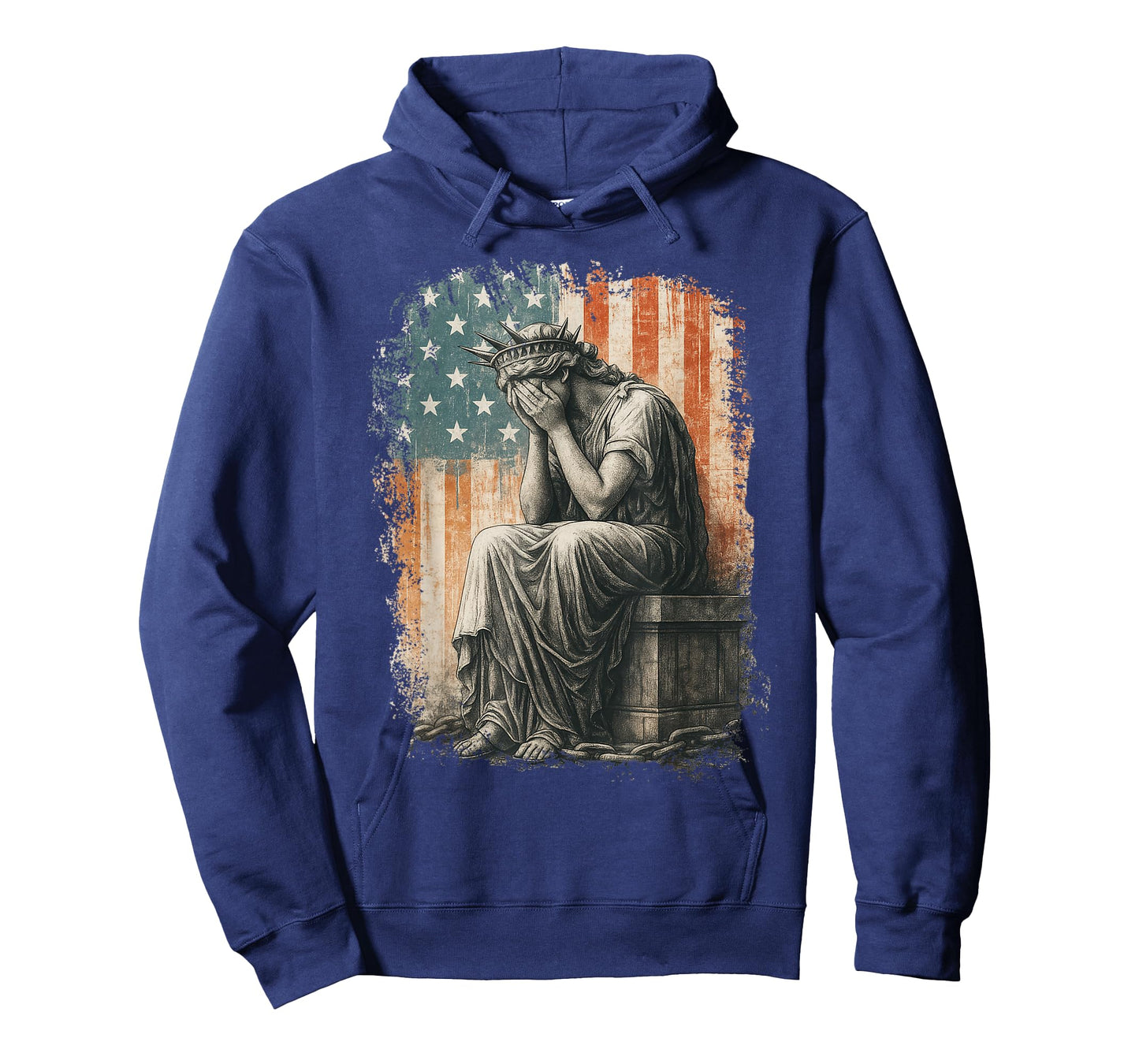 Statue Of Liberty Weeping Distressed Flag Art For Men Women T-Shirt