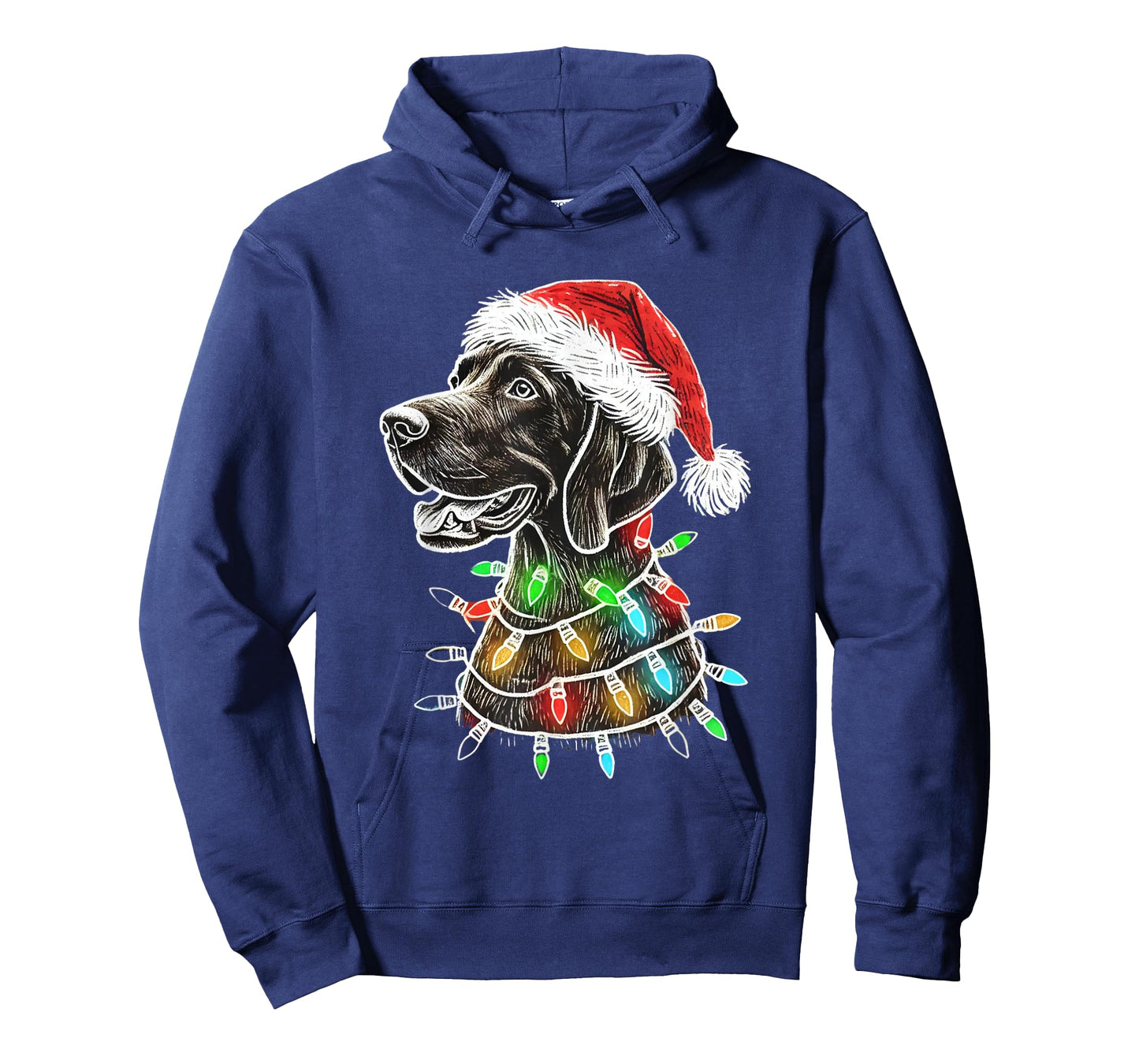 Santa Hat German Shorthaired Christmas Lights Dog's Mom Dad T-Shirt