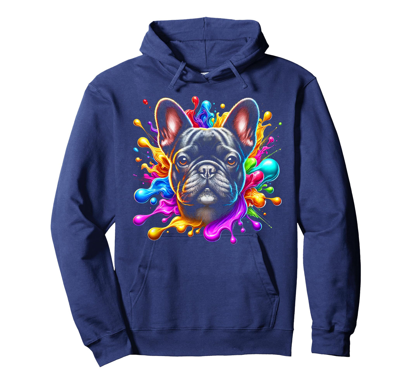 Cute French Bulldog in Colourful Paint Splashes Men Women Kids T-Shirt