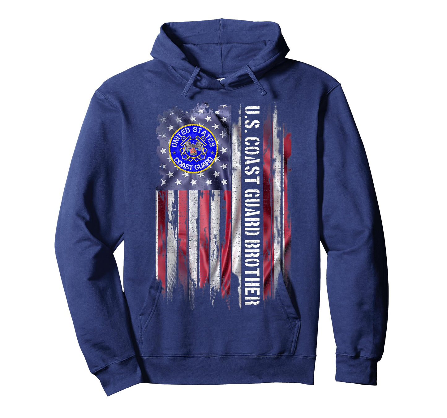 Vintage USA American Flag Proud US Coast Guard Brother Funny T-Shirt