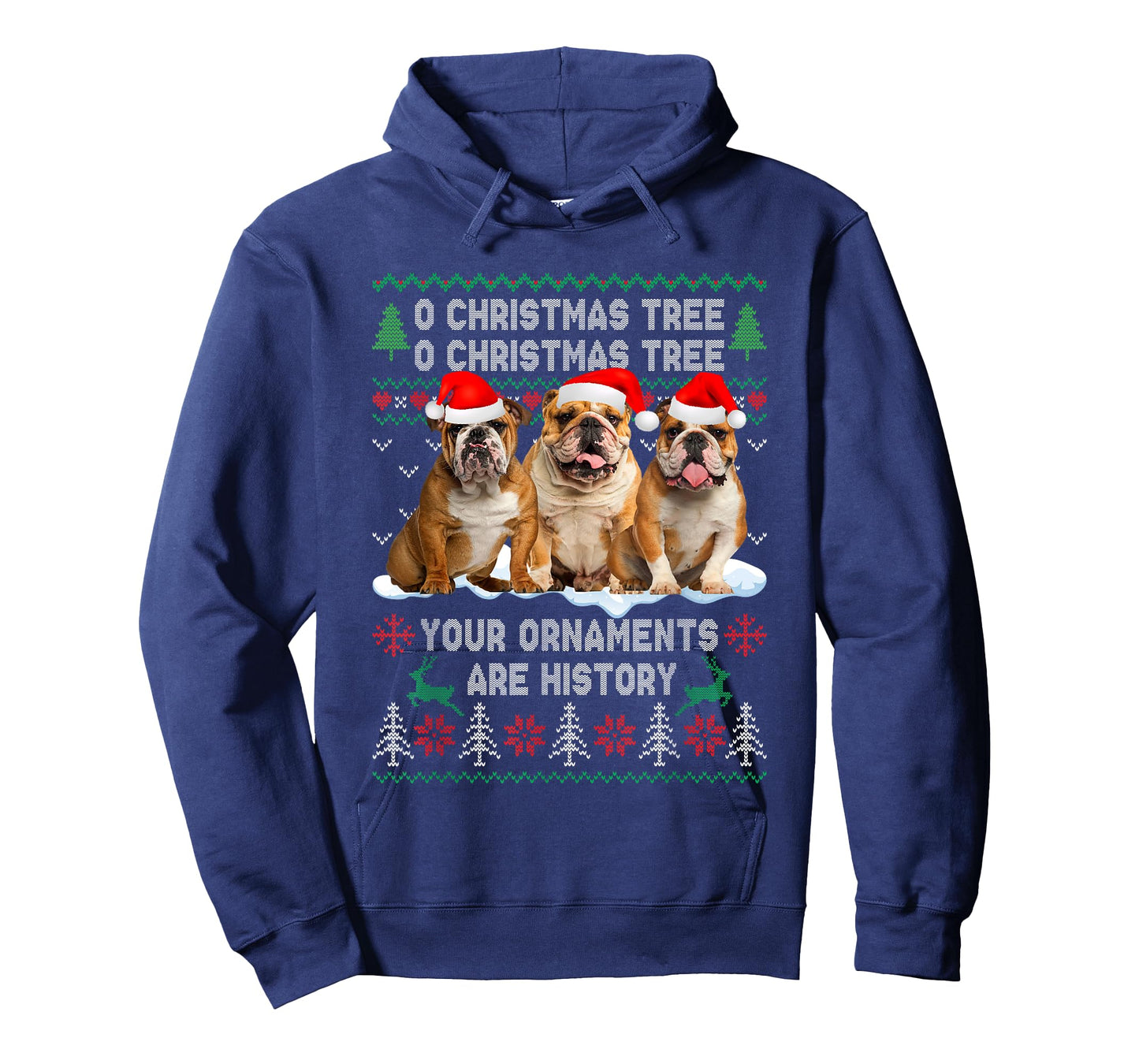 Cute English Bulldog Dog Oh Christmas Tree Ugly Xmas T-Shirt for Men Women Kids