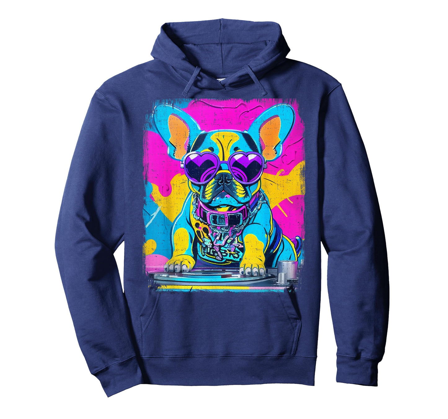 Airbrush Graffiti 90s DJ Analogue Turntable French Bulldog Men Women Girls Kids T-Shirt