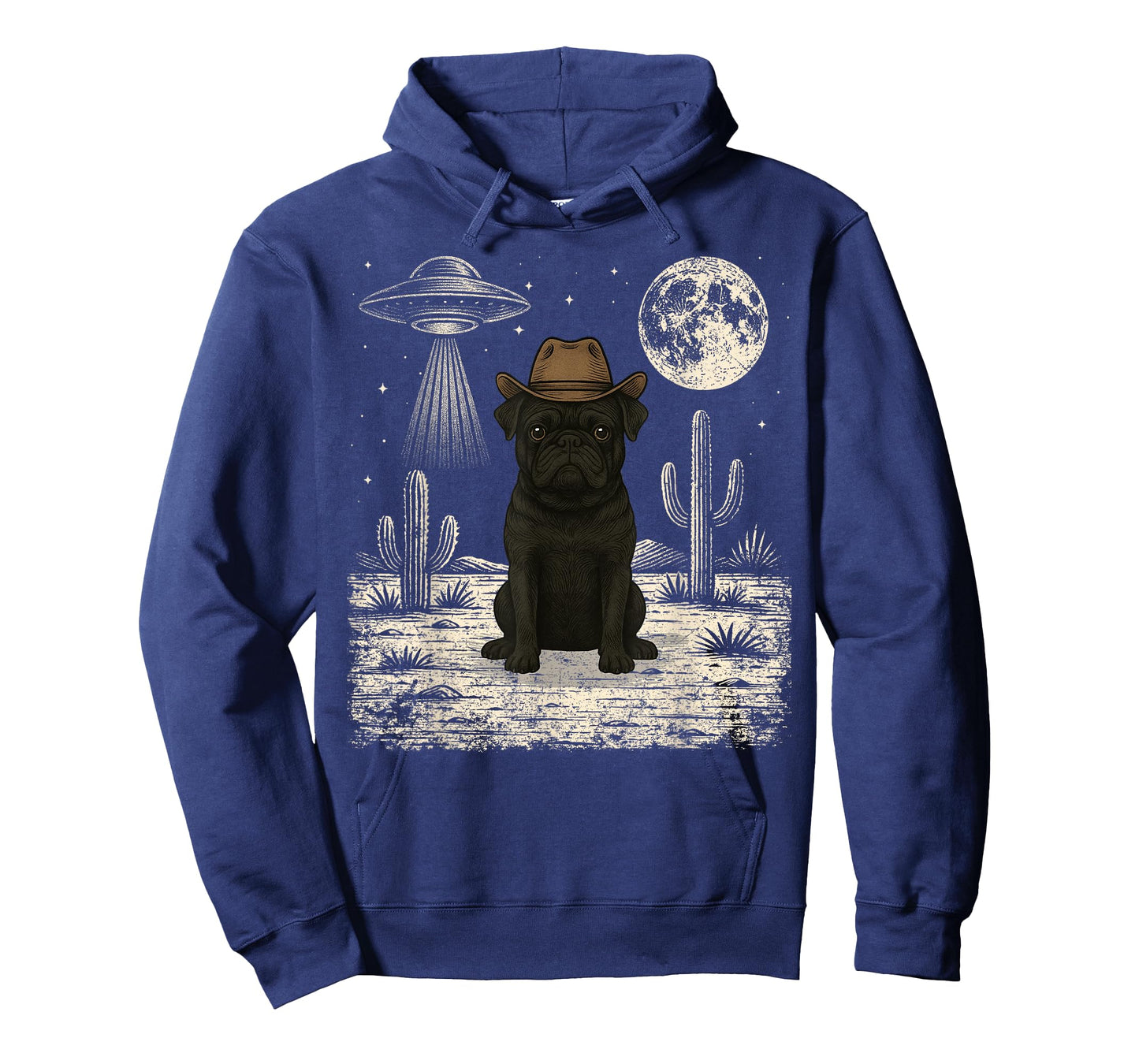 Funny Pug Cowboy Western Dog UFO T-Shirt