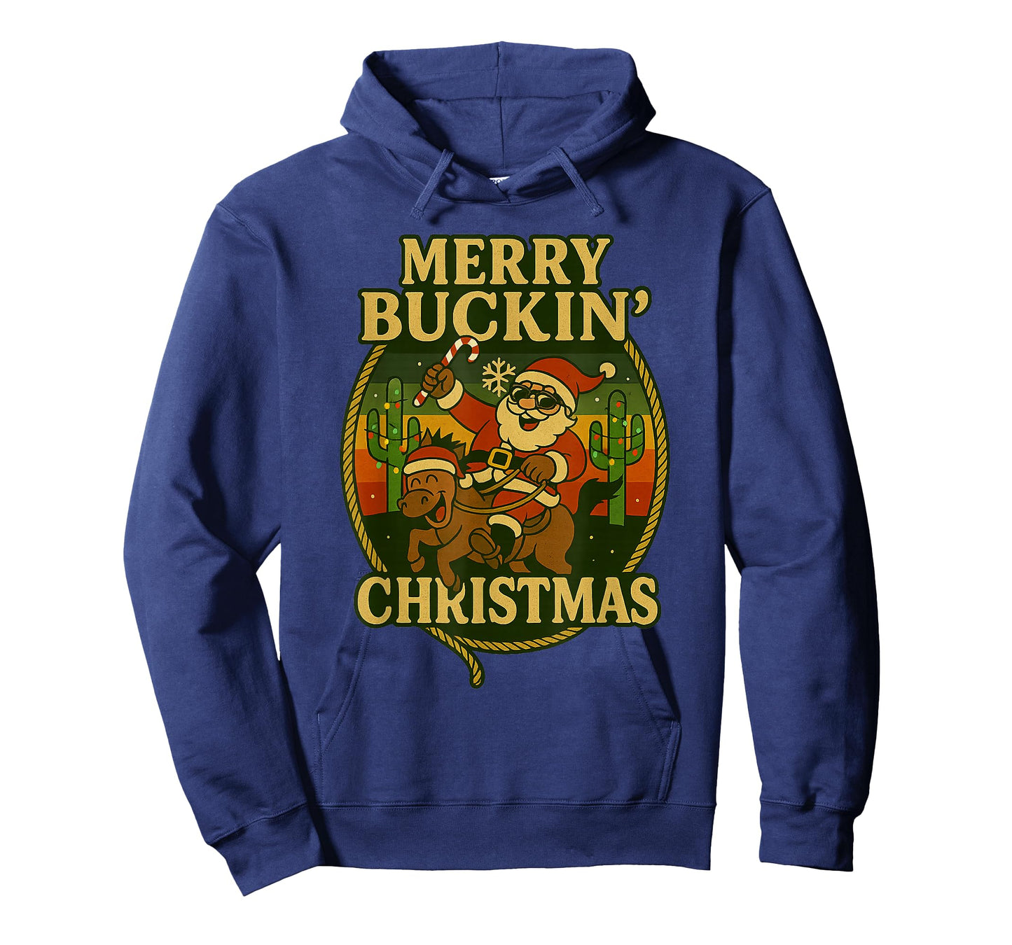 Merry Buckin’ Funny Christmas Rodeo Cowboy Santa Riding T-Shirt