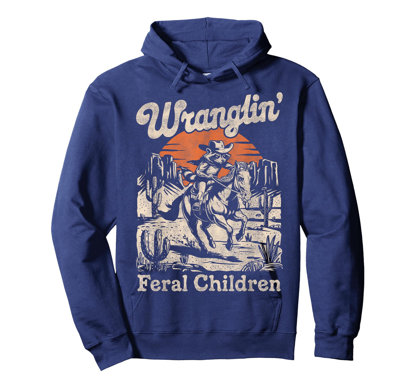 Wranglin Feral Children Retro Cowboy Raccoon 90s Western Mom T-Shirt