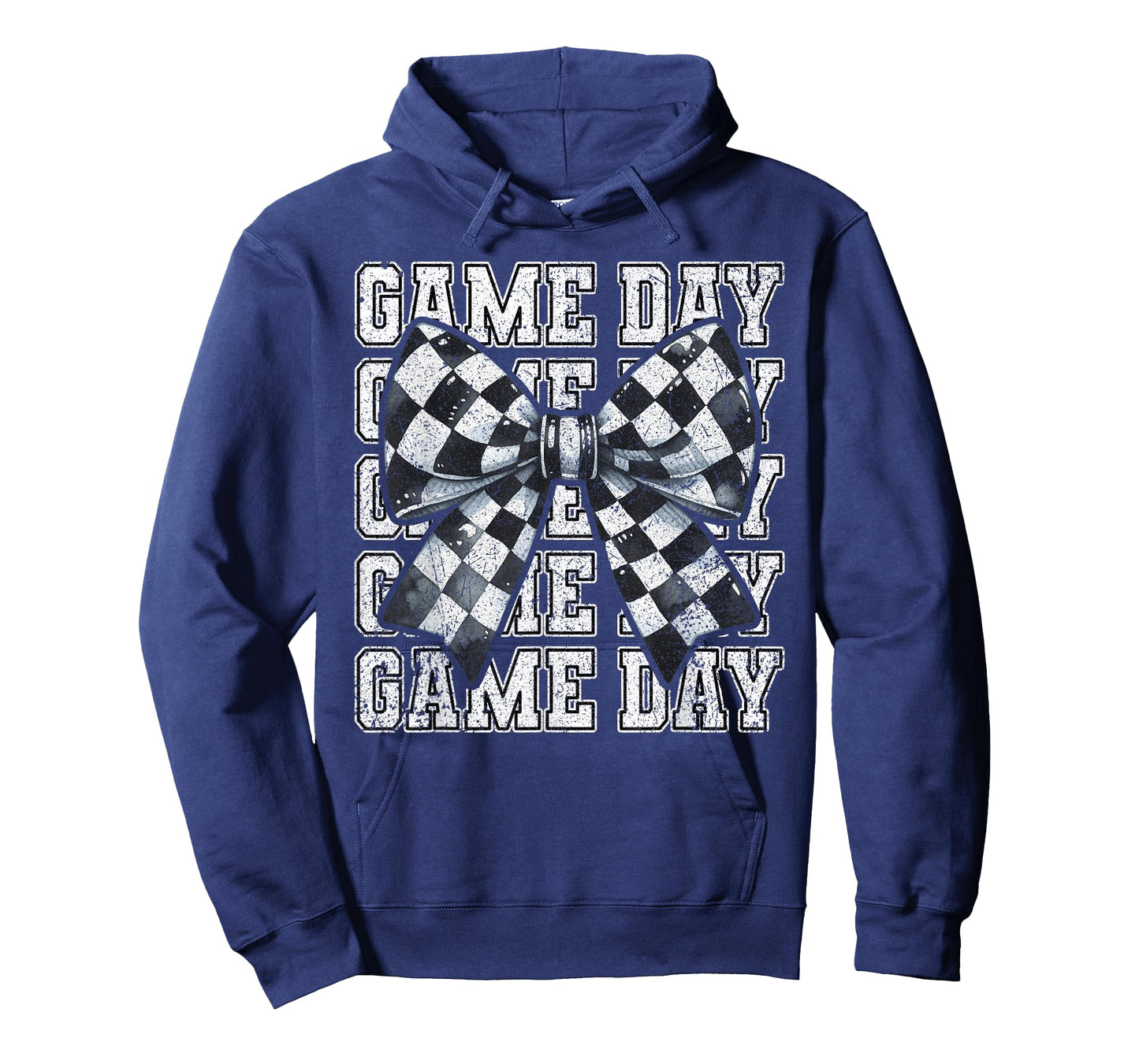 Retro Croquette Bow Black White Checkered Football Game Day T-Shirt