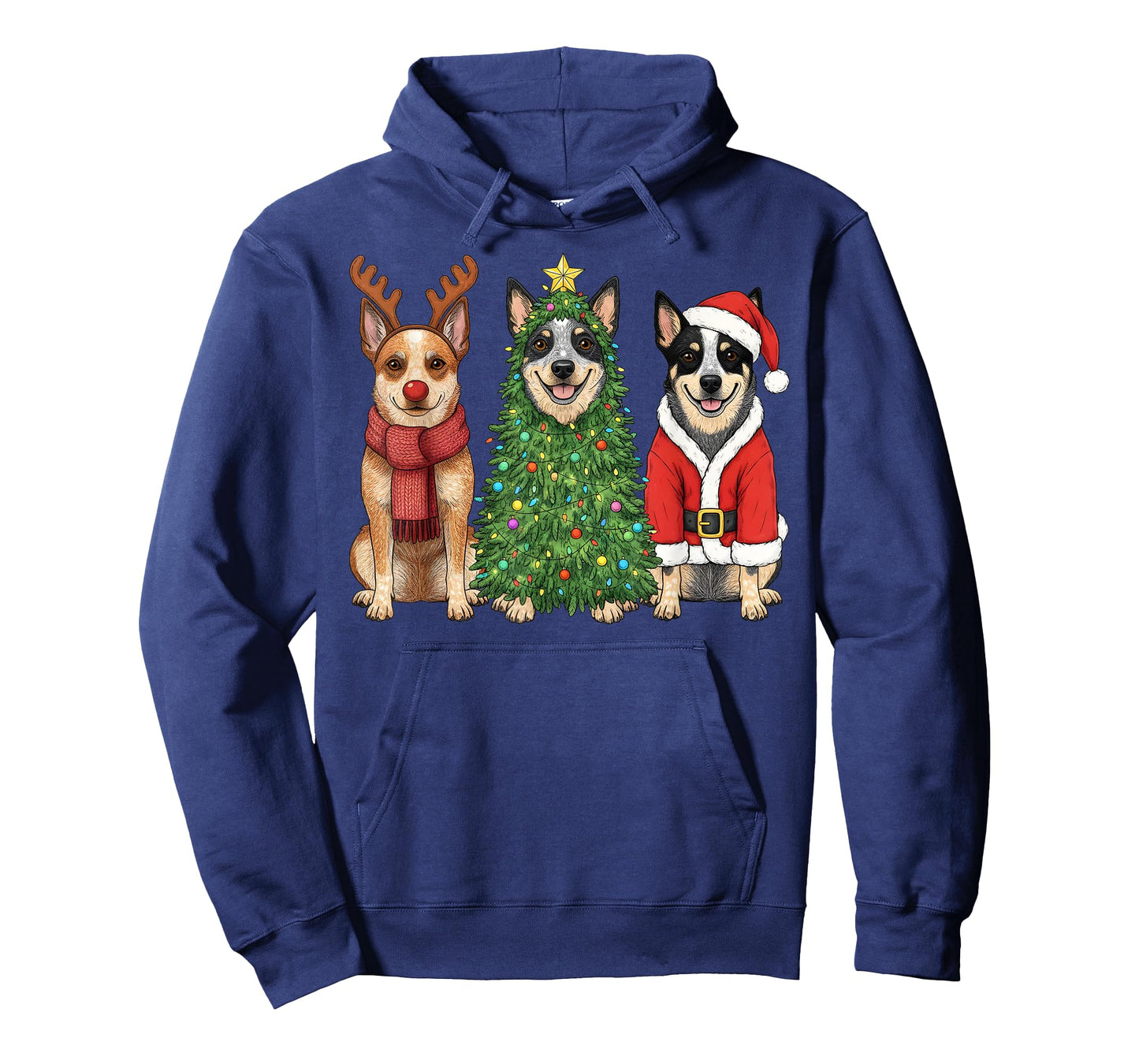 Retro Christmas Blue Heeler Santa Reindeer Dog Lover T-Shirt