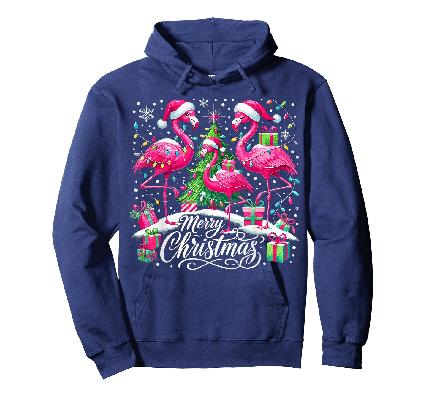 Merry Christmas Hat Santa Flamingo Christmas T-Shirt