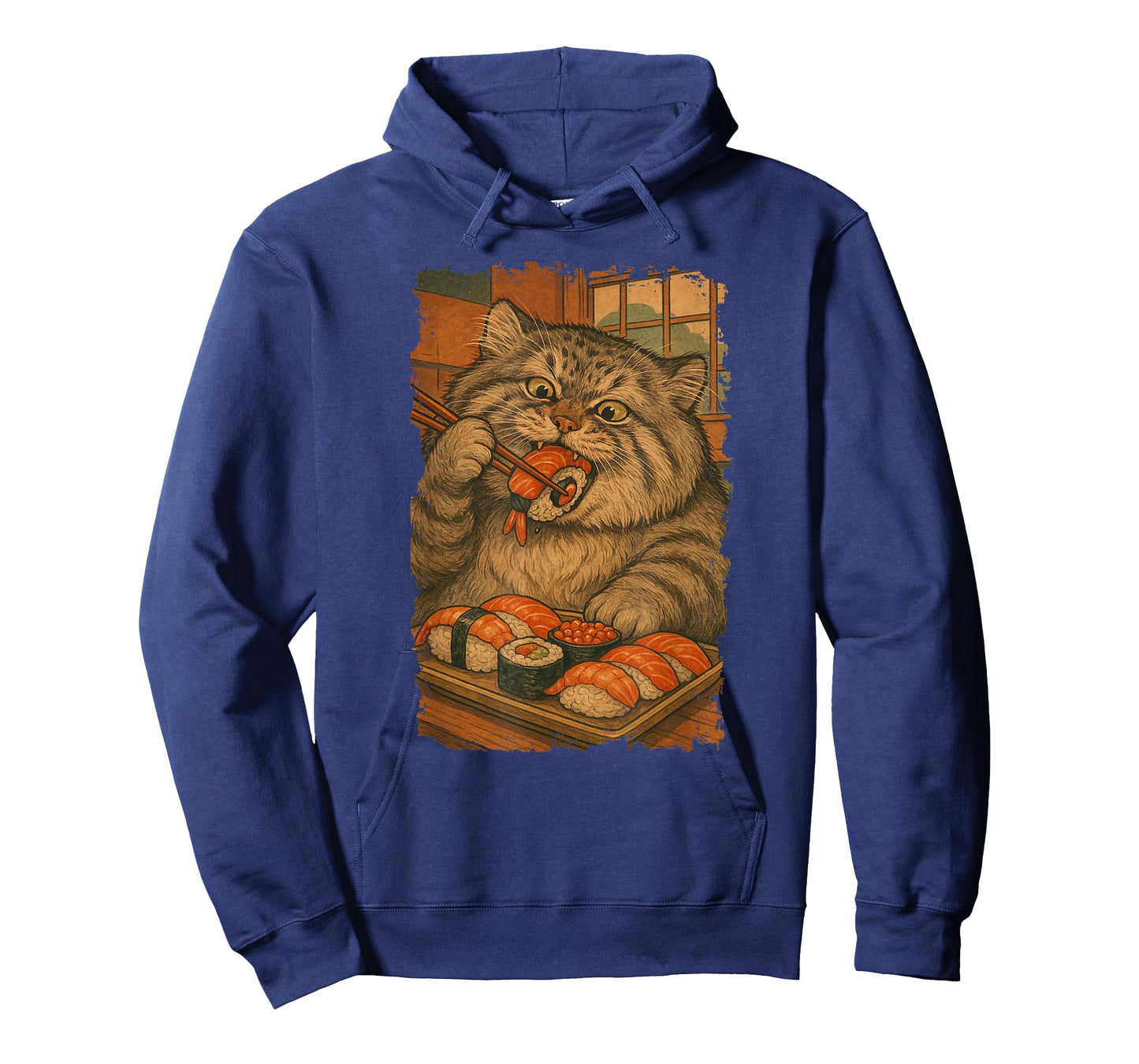 Manul Pallas´s Cat Eats Sushi Japanese Vintage T-Shirt