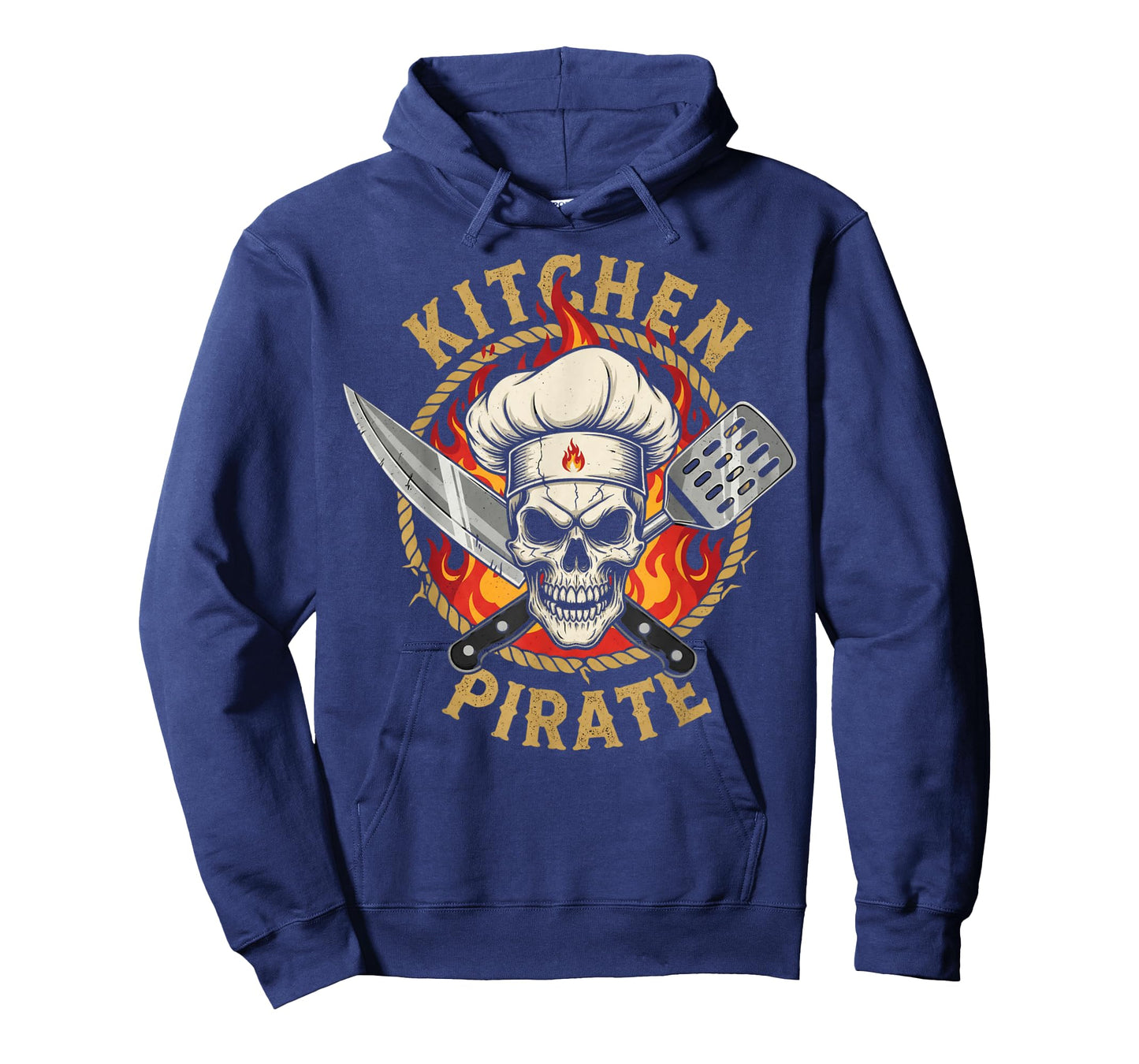Kitchen Pirate Chef Hat Skull Funny Knife and Spatula Cook T-Shirt