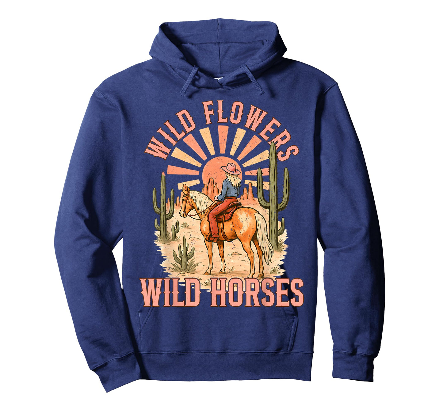 Southern Sunset Cowgirl Retro Wild Flowers Horses for Girl T-Shirt