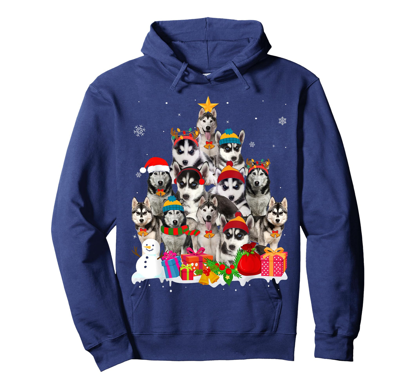 Funny Siberian Husky Christmas Tree Pet Dog Lover T-Shirt for Men Women Kids