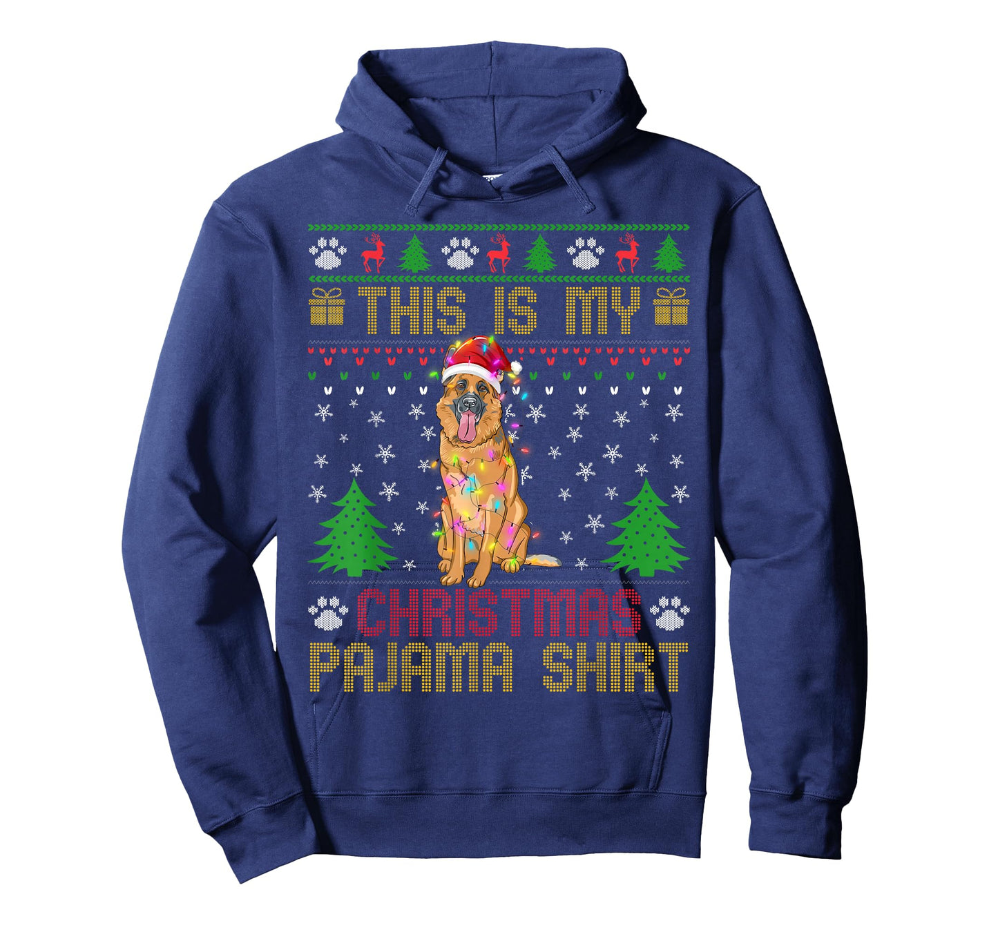 This is My Christmas Pajama Shirt Funny Geman Shepherd Santa T-Shirt