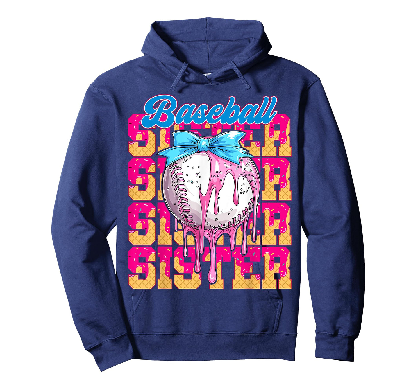 Baseball Sister Drip Ice Cream Baseball Game Day Women Girl T-Shirt