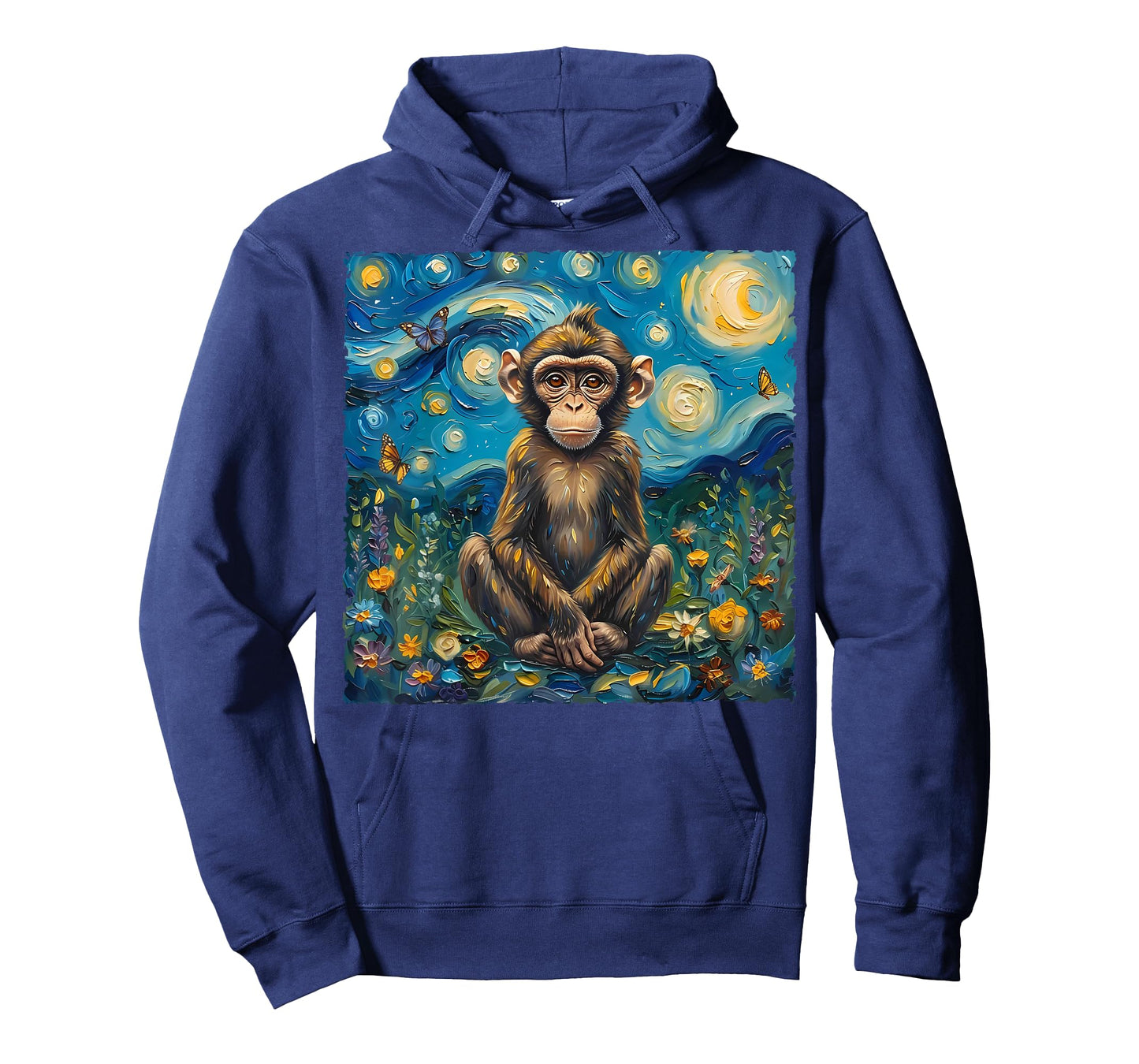 Van Gogh's Starry Night Style Earth Day Monkey Wildlife Art T-Shirt