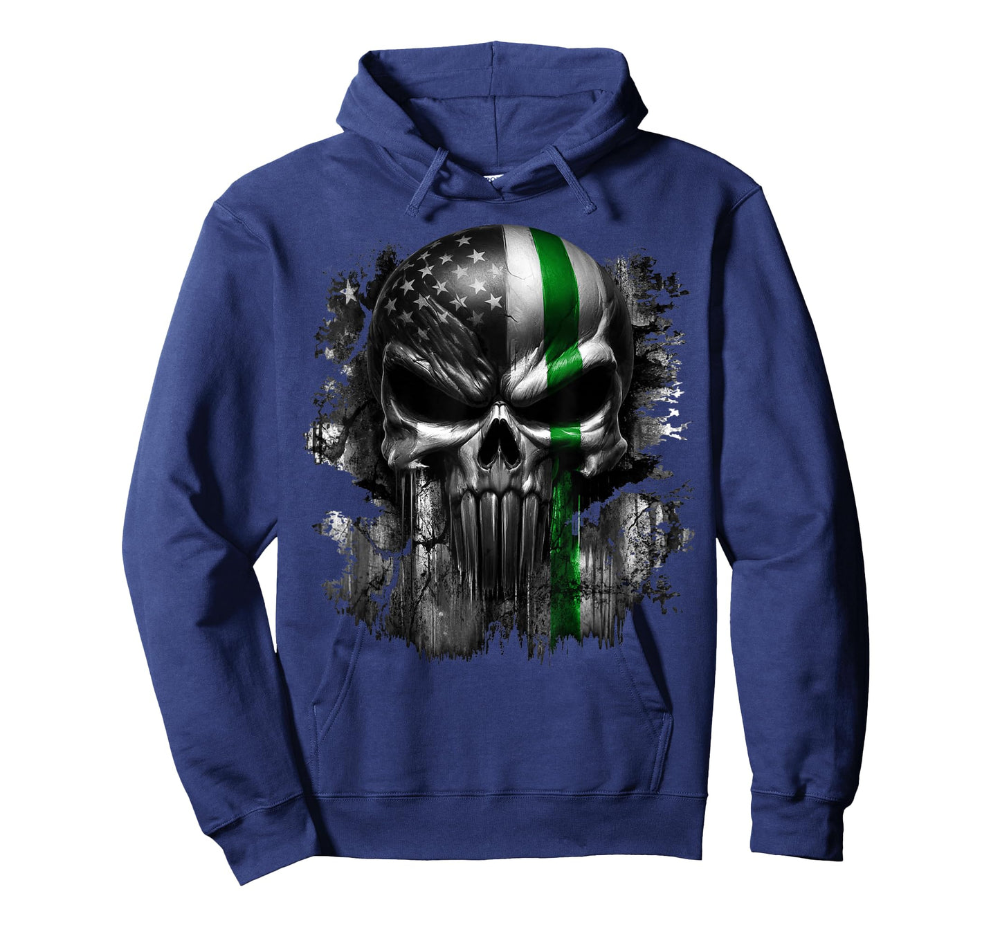 USA American Skull Patriotic Line Flag Grunge Graphic T-Shirt
