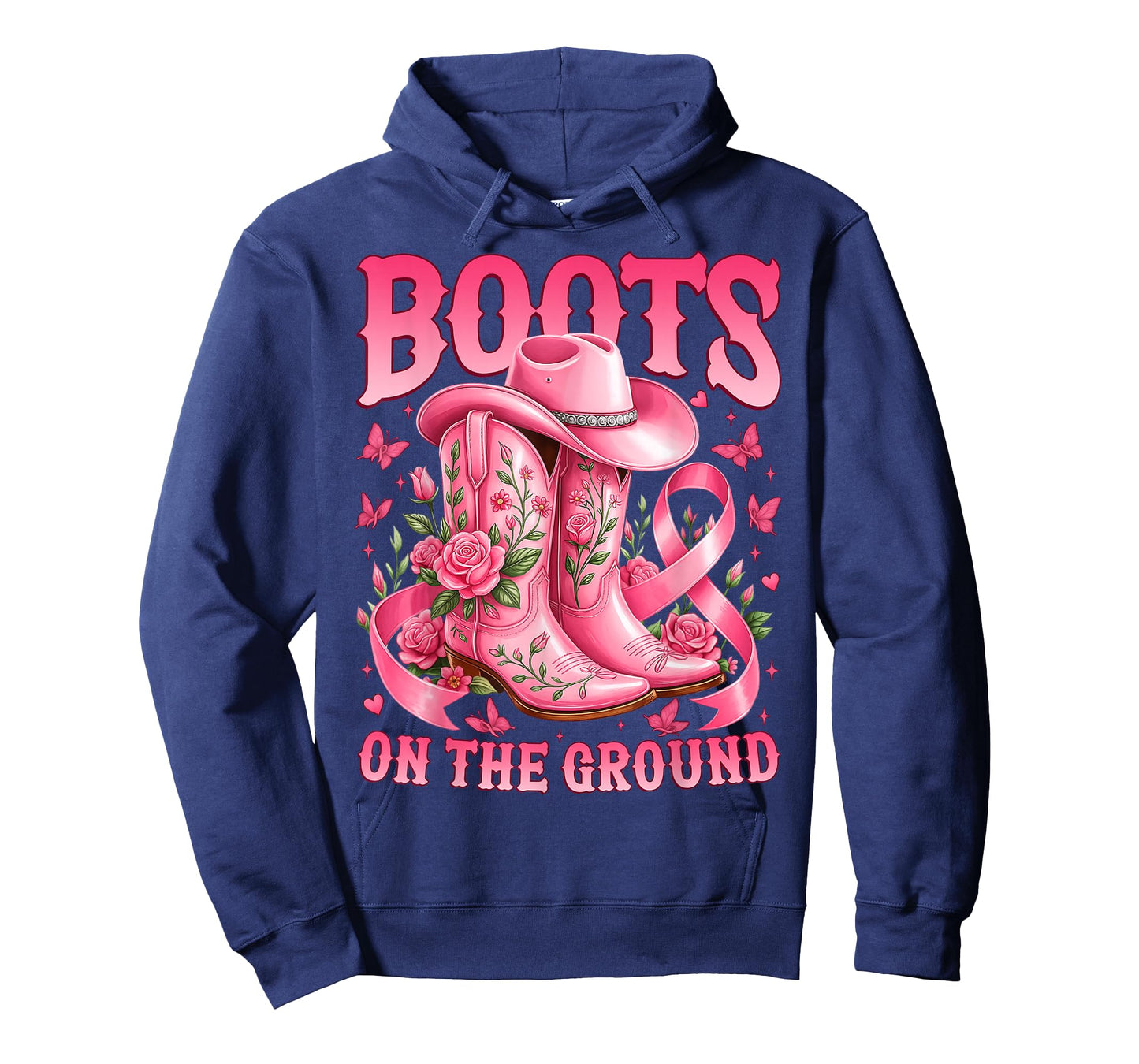 Boots On The Ground Breast Cancer Awareness Pink Ribbon T-Shirt