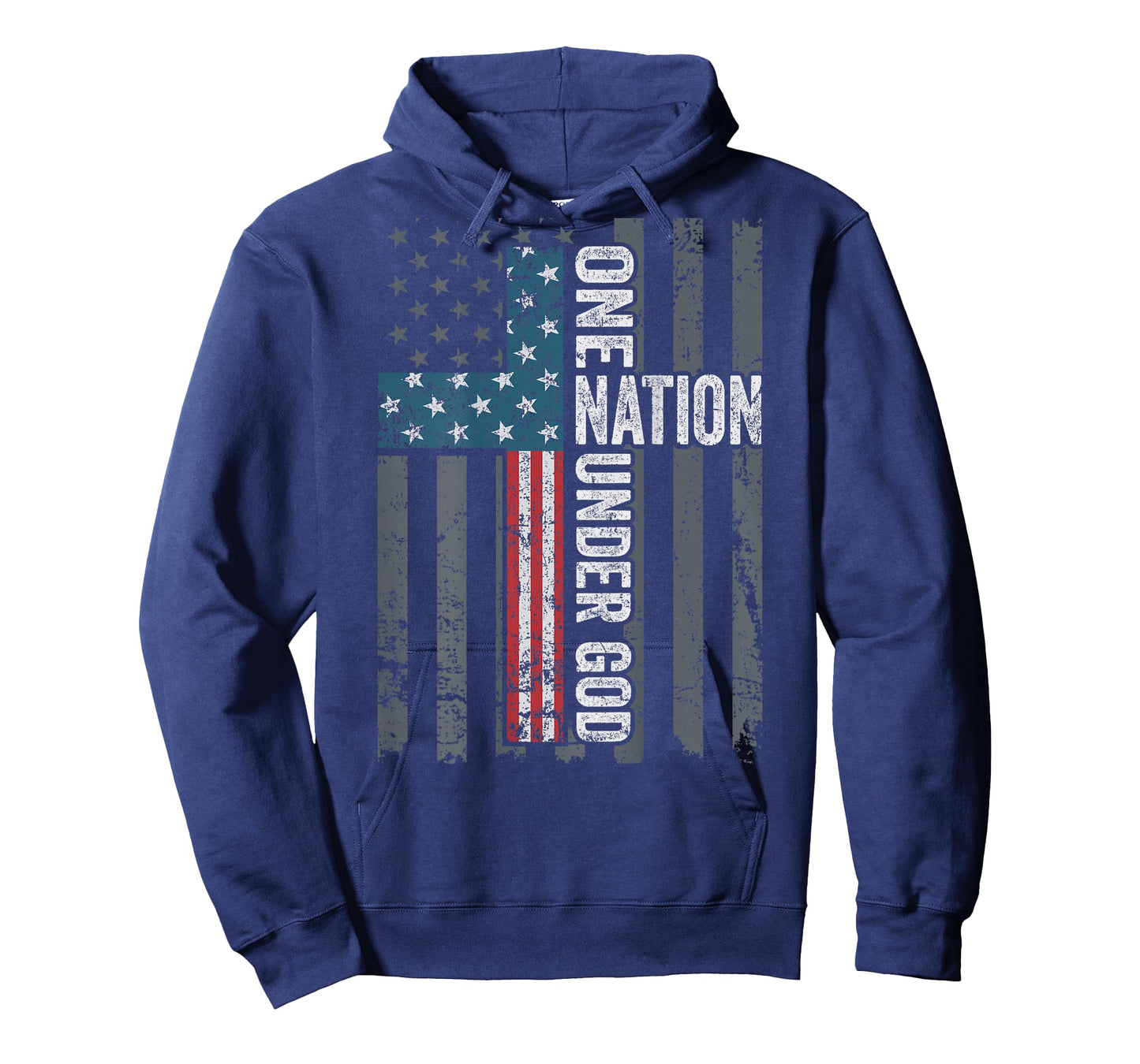 ONE NATION UNDER GOD - USA Cross Flag Christian - ON BACK T-Shirt