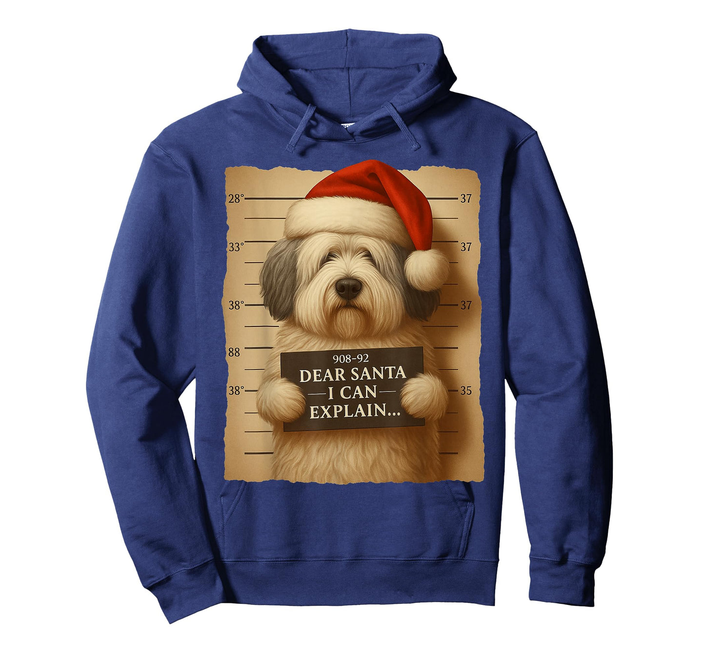Funny Christmas Dog - Cute Old English Sheepdog Santa Hat Te T-Shirt