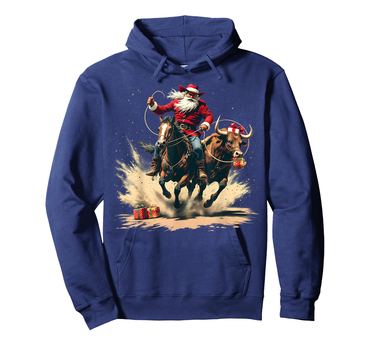 Santa Claus Cowboy Vintage Christmas Horse Cow Men Boy T-Shirt