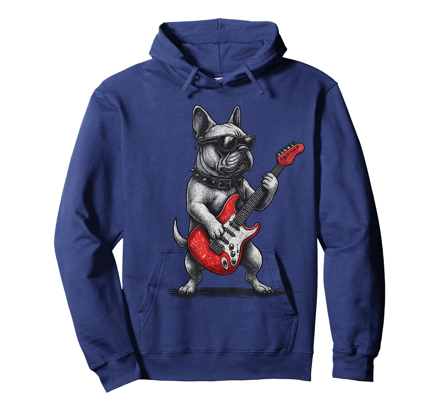 Vintage French Bulldog Punk Music Playing Guitar T-Shirt