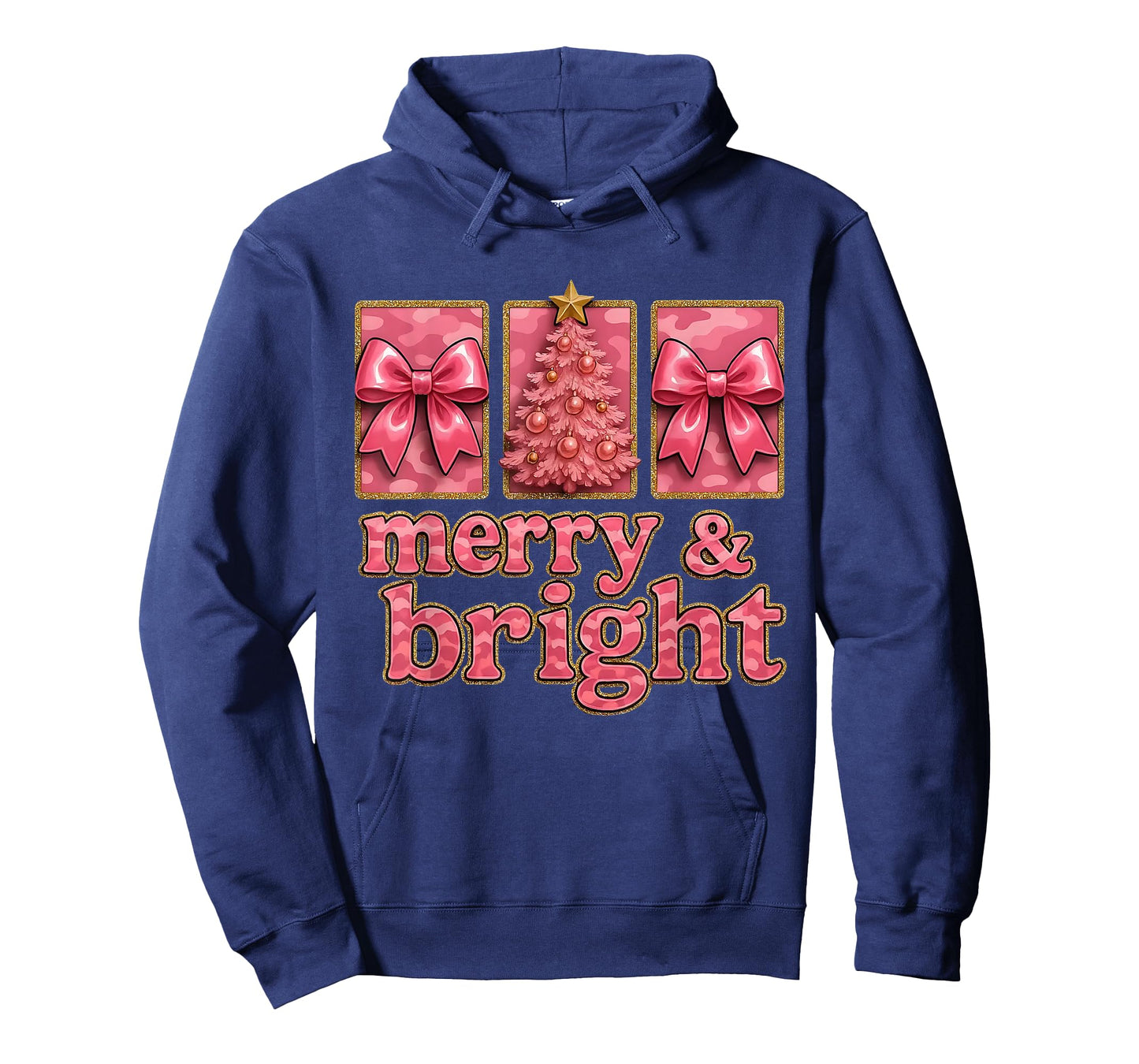 Merry and Bright Camo Christmas Tree Gift Design T-Shirt