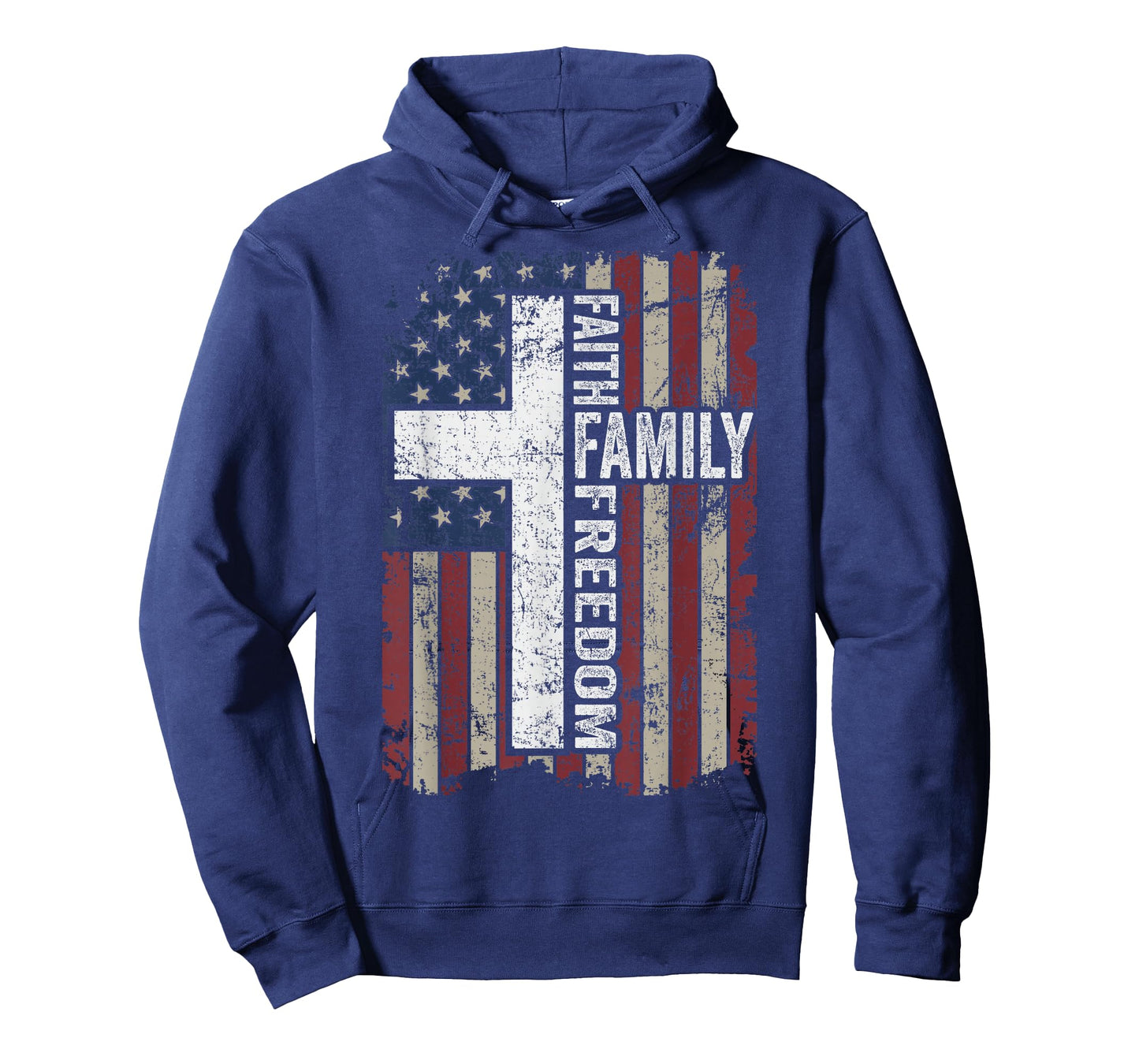 Faith Family Freedom - Patriotic Christian Vintage USA Flag T-Shirt
