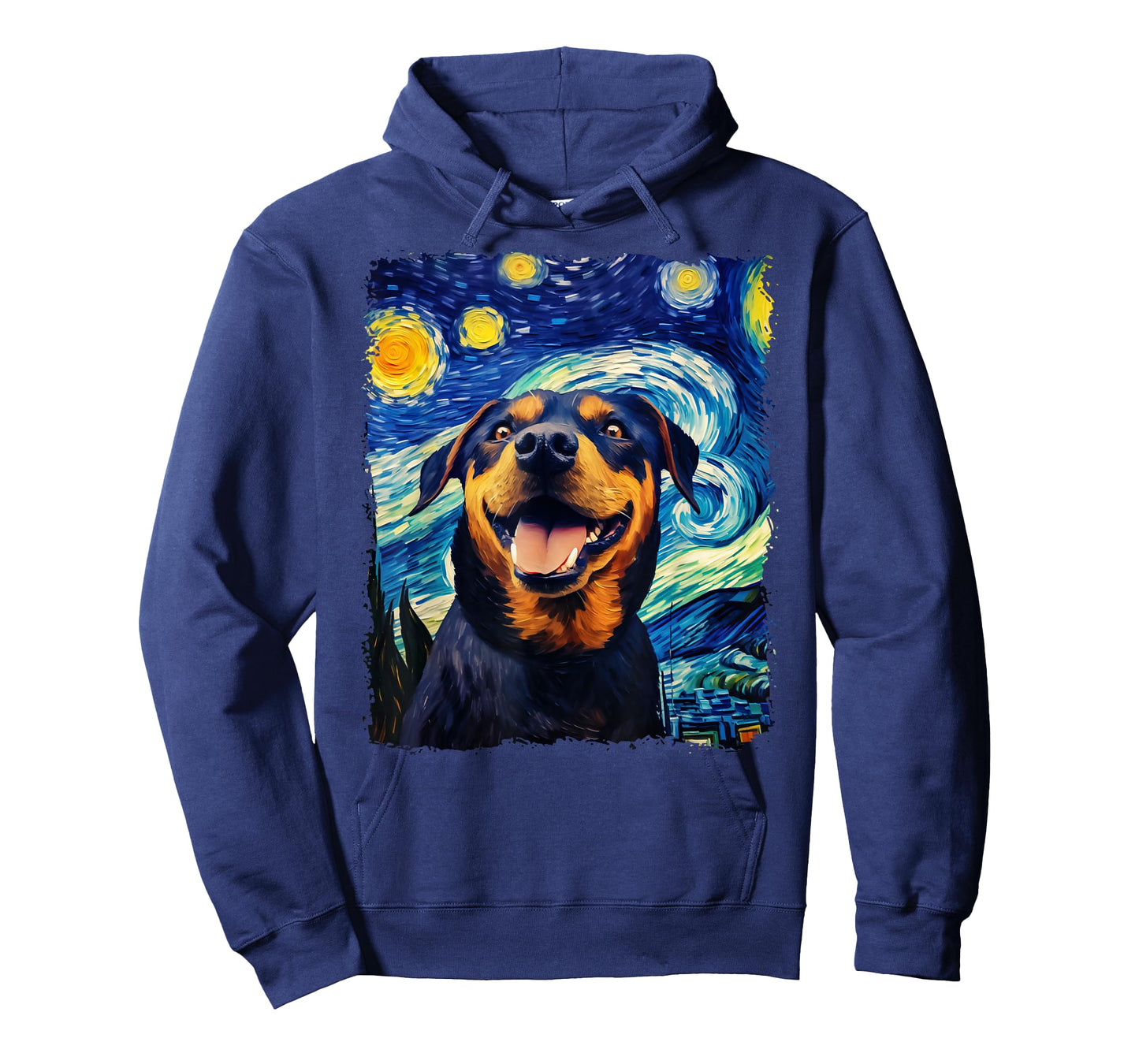 Selfie Rottweiler Starry Night Painting Van Gogh Funny Dog T-Shirt