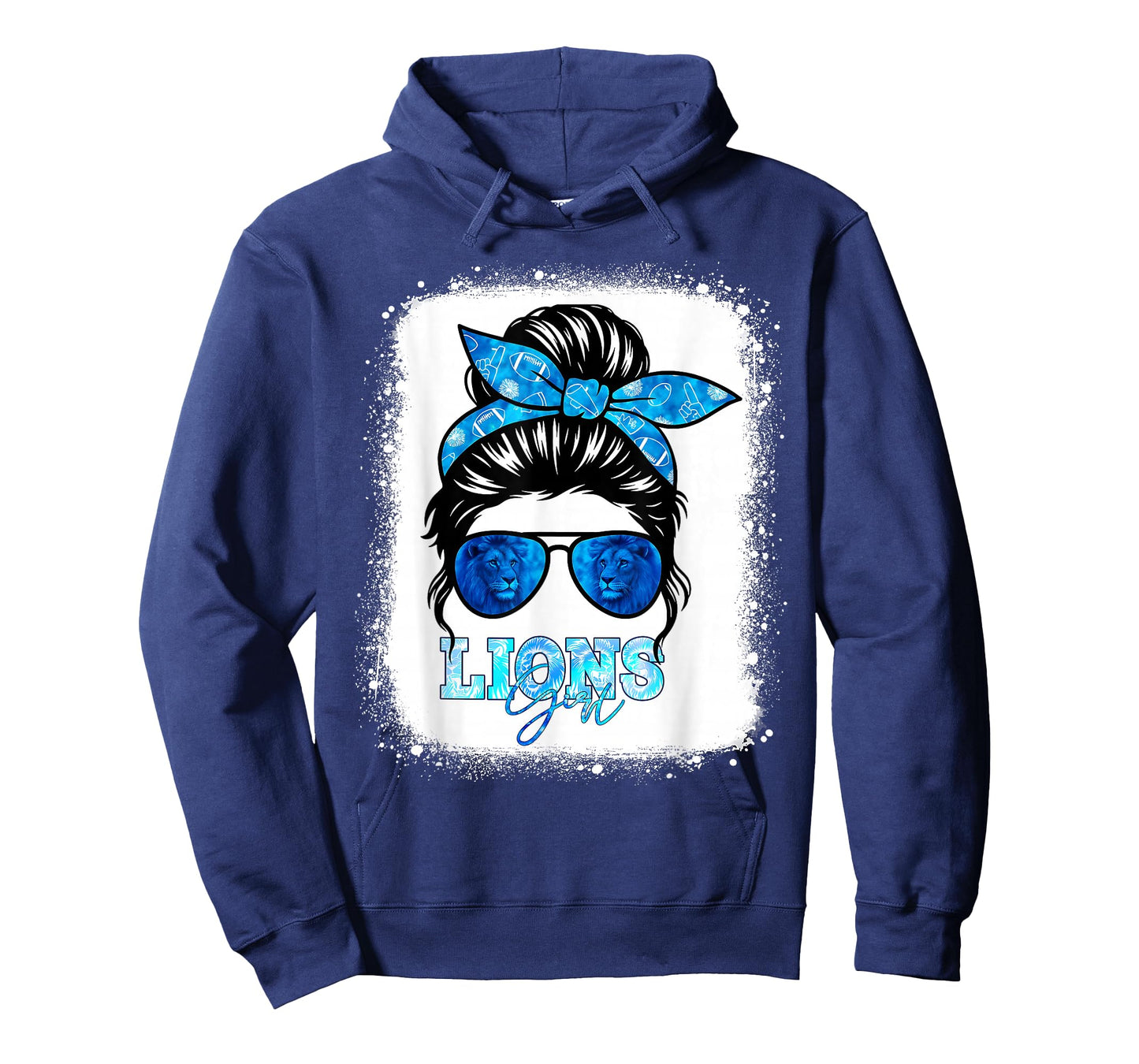 Lions Retro Messy Bun Blue Coquette T-Shirt