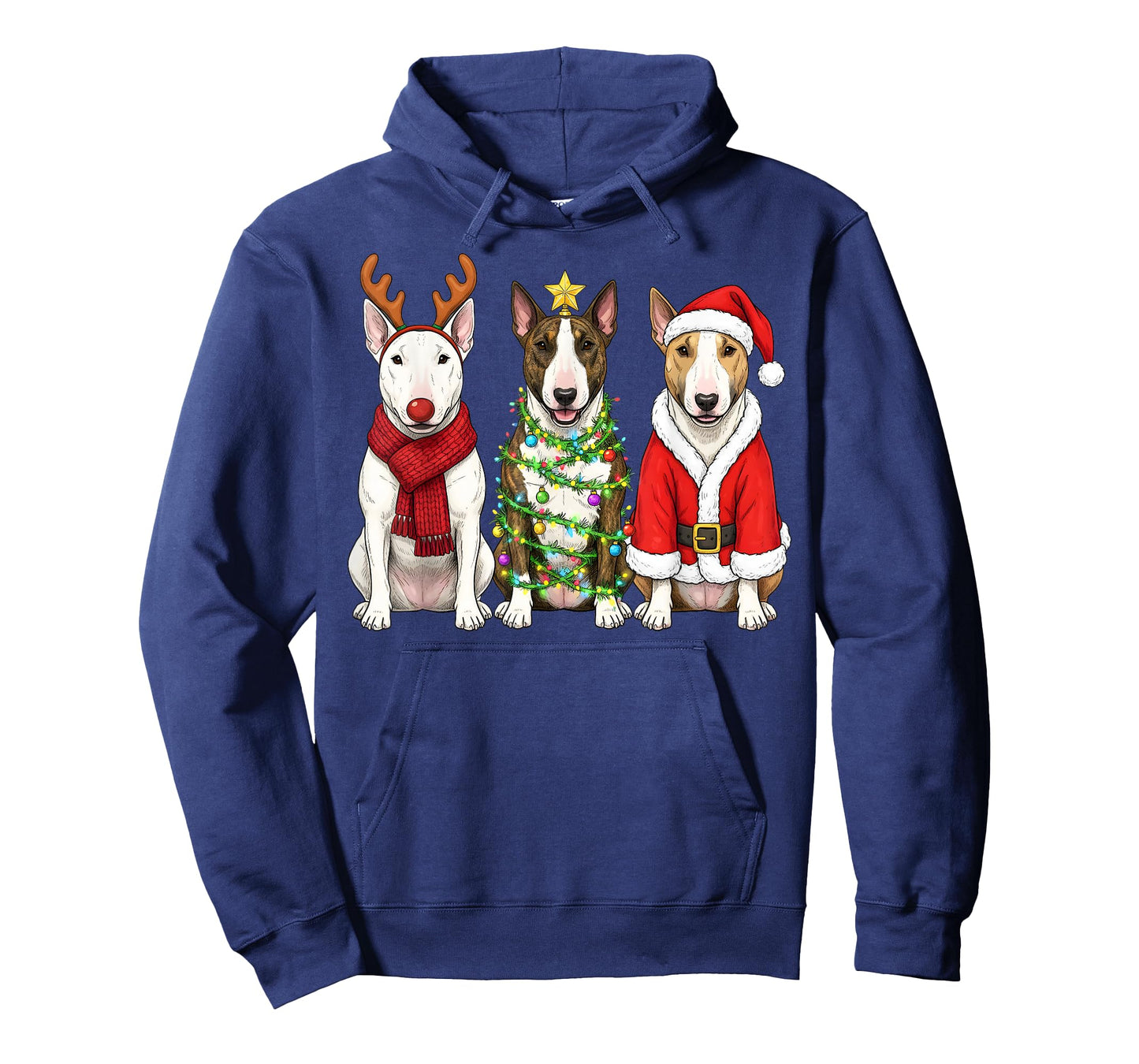 Retro Christmas Bull Terrier Santa Reindeer Dog Lover T-Shirt