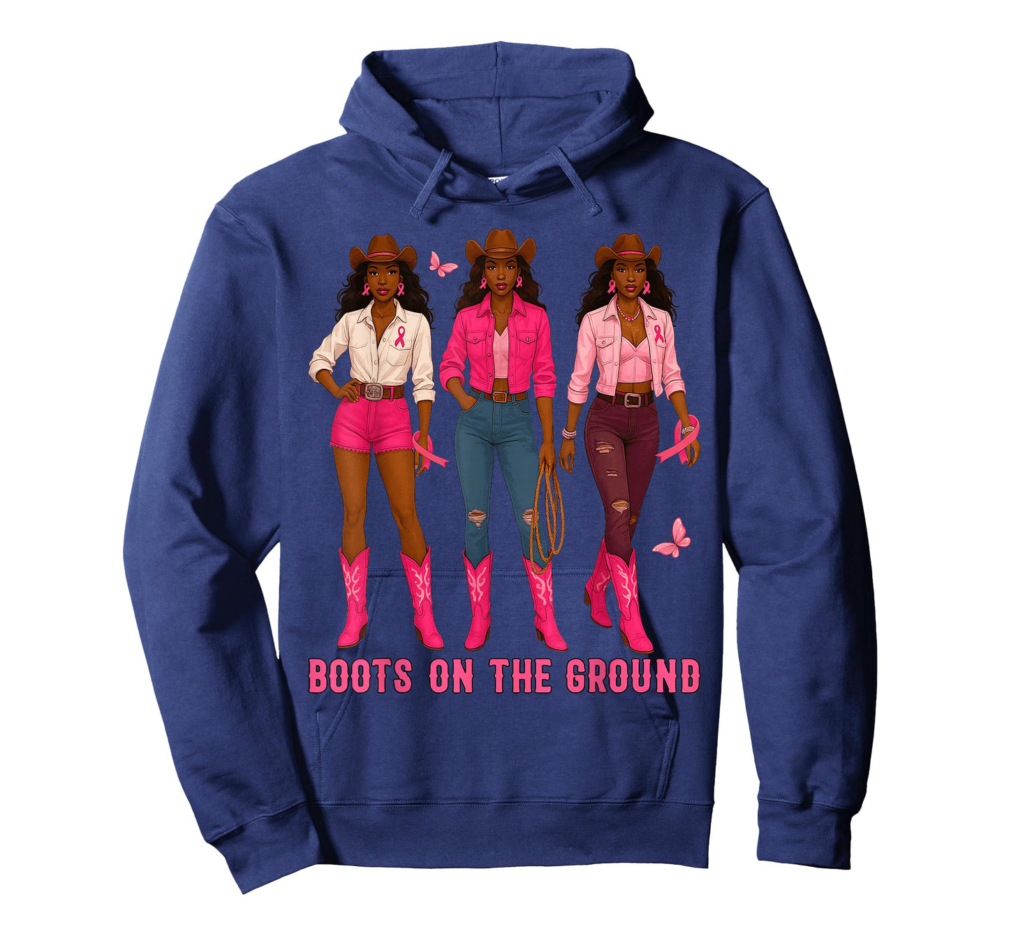 Boots On The Ground Pink Cowgirl Breast Cancer Western T-Shirt