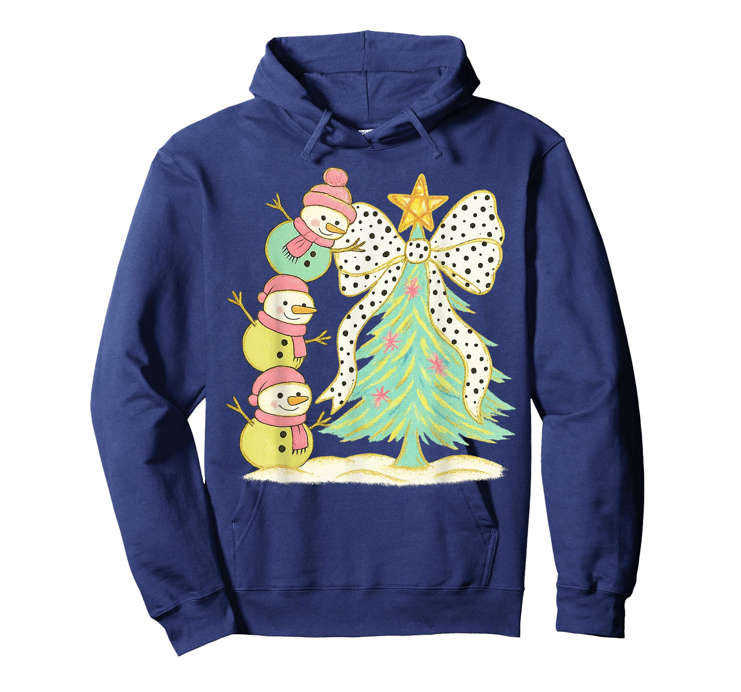 Preppy Coquette Christmas Snowm 2025 Funny Family Matching T-Shirt